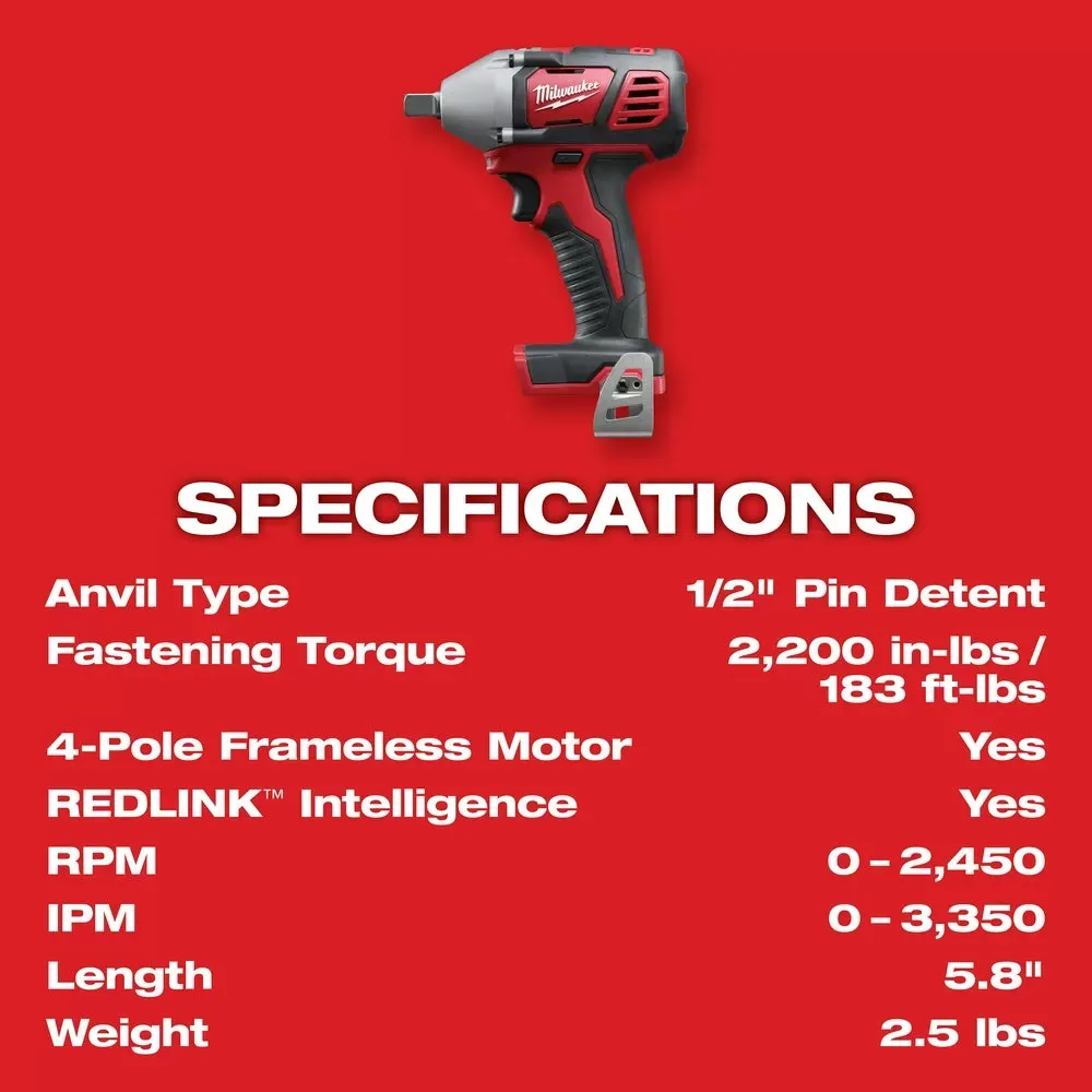 Milwaukee Pre-Sale 2659-20 M18 18V 1/2-Inch Impact Wrench w/ Belt Clip - Bare Tool