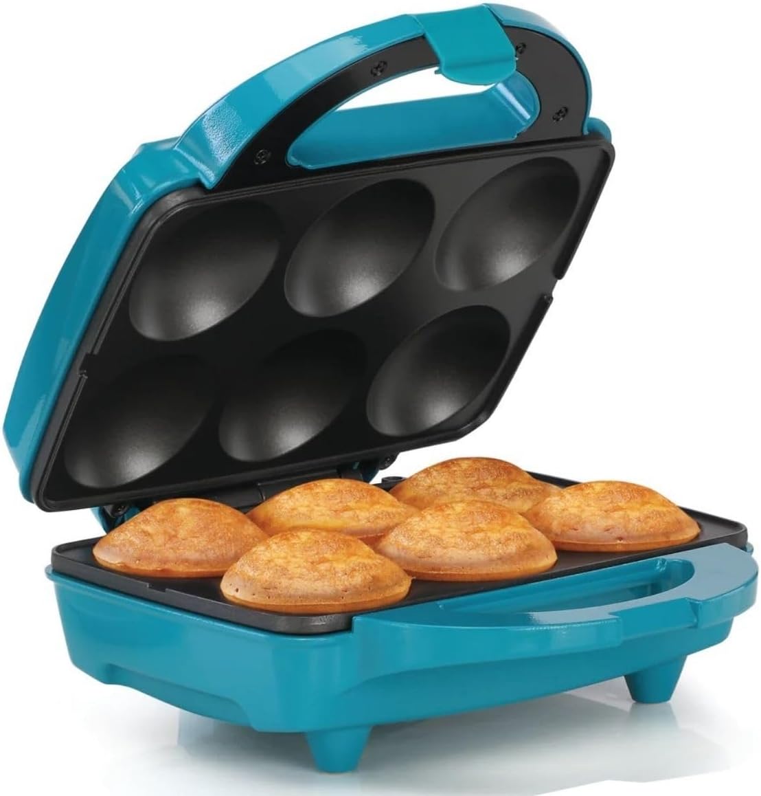 Holstein Housewares Non-Stick Cupcake Maker, Teal - Makes 6 Cupcakes, Muffins, Cinnamon Buns - Birthdays, Holidays, and More
