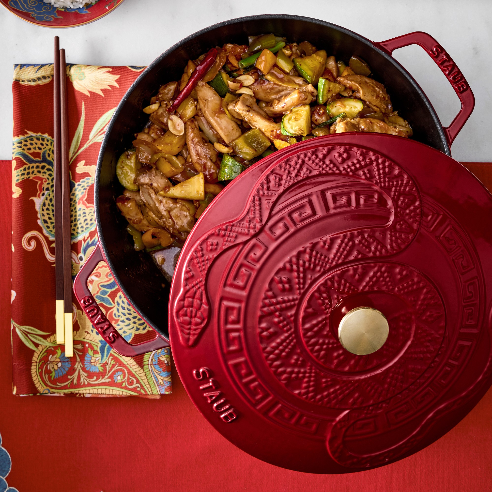 Staub Enameled Cast Iron Essential French Oven with Snake Lid, 5-Qt.