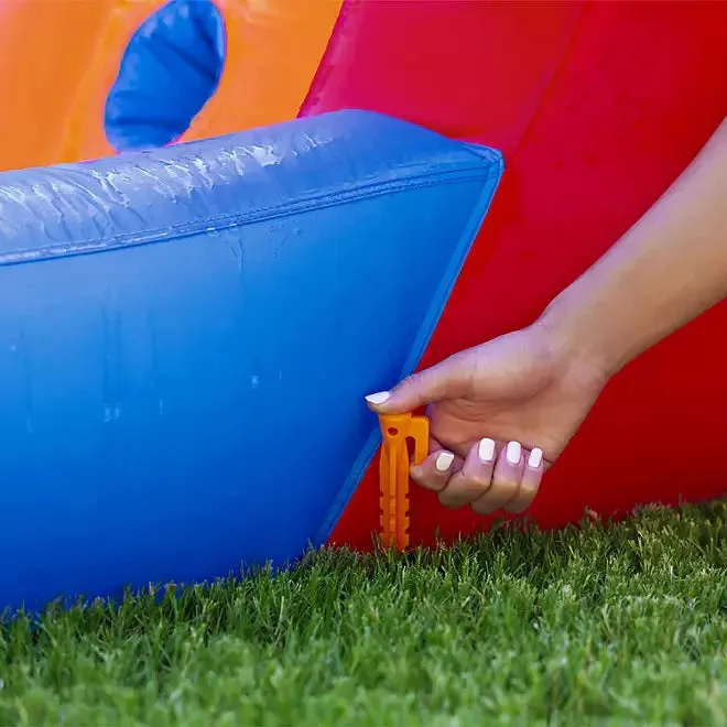 Three Slide Kids Inflatable Water Park (Multiple Colors) - A water park suitable for children, with a paddling pool, three-color slides, blower