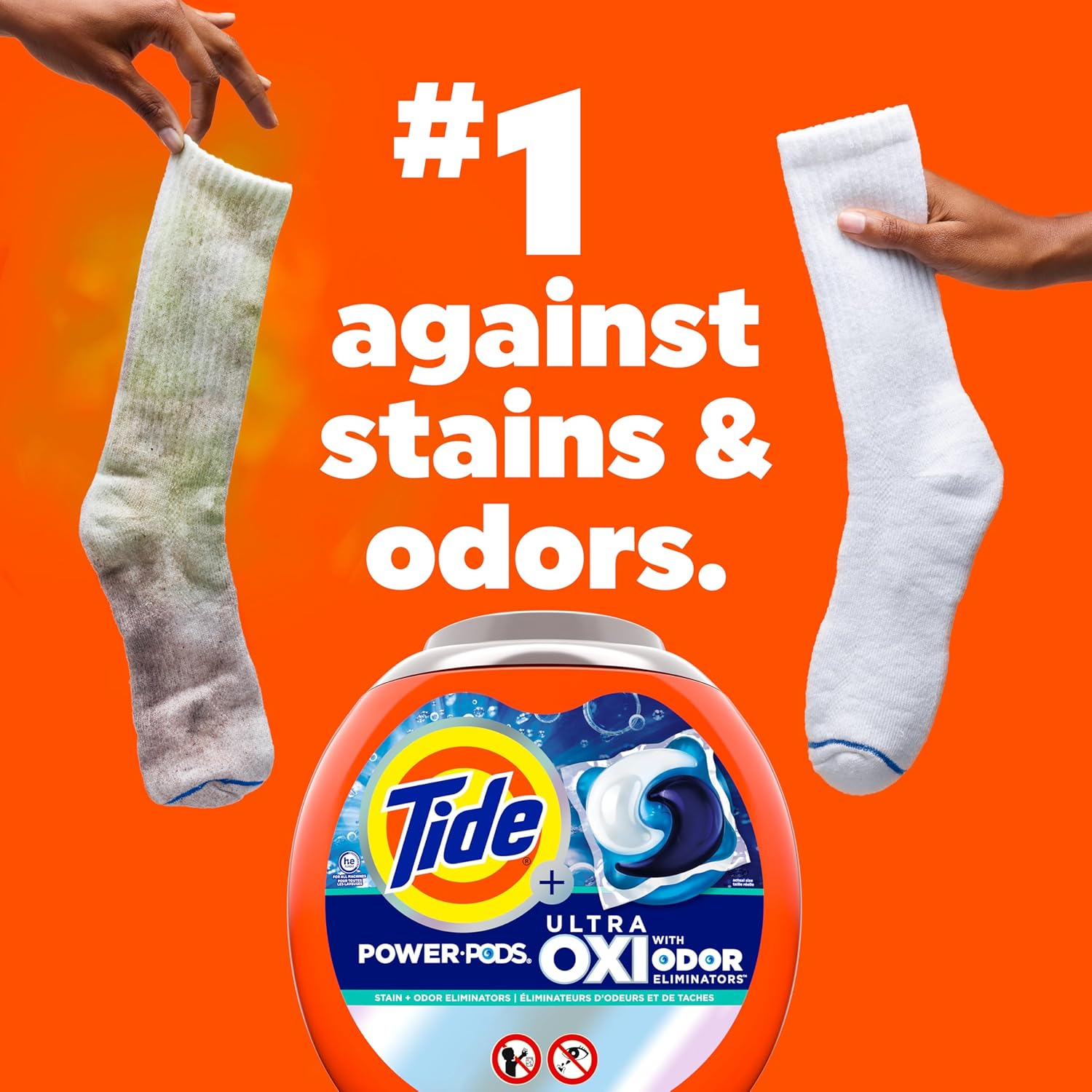 Tide Ultra OXI Power PODS with Odor Eliminators Laundry Detergent Pacs 45 Count For Visible and Invisible Dirt