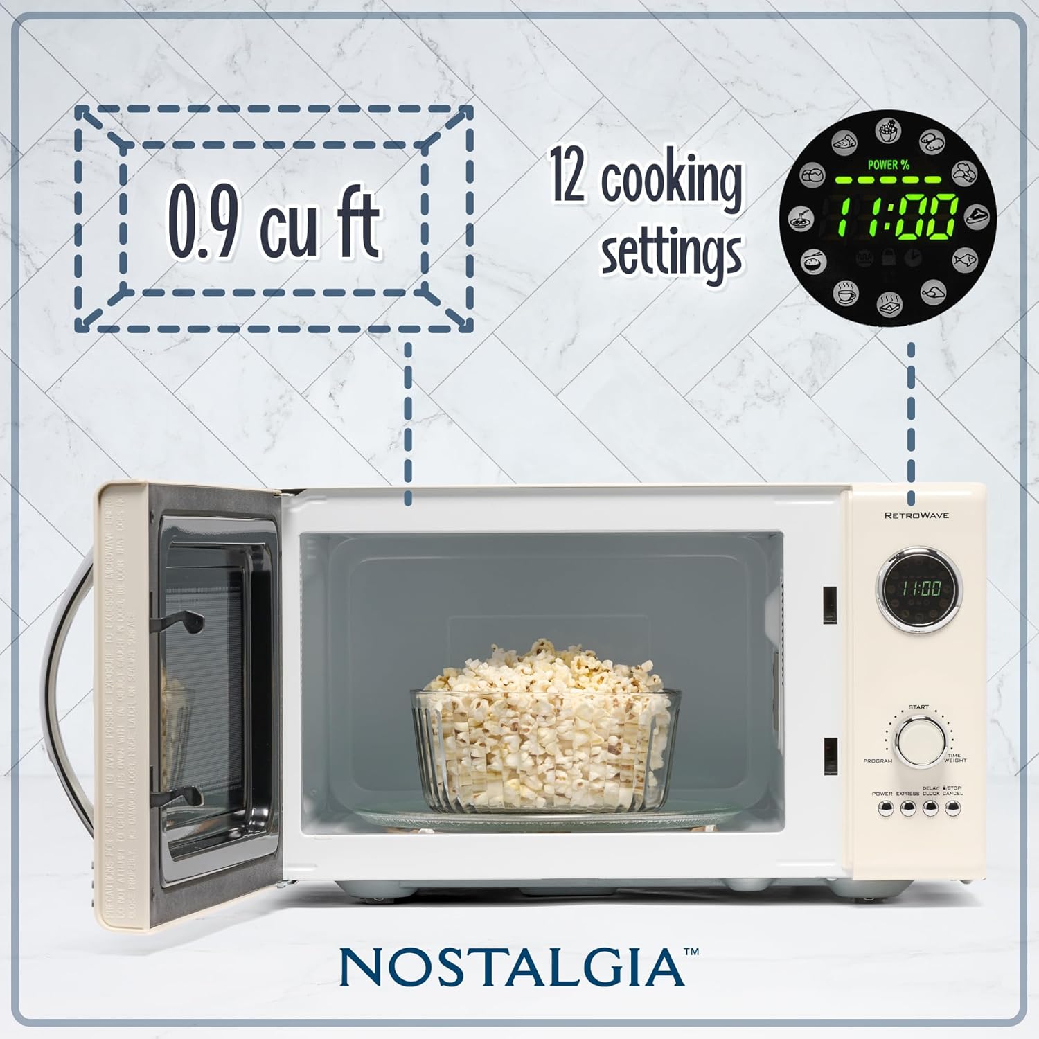 Nostalgia Retro Compact Countertop Microwave Oven - 0.7 Cu. Ft. - 700-Watts with LED Digital Display - Child Lock - Easy Clean Interior - Aqua