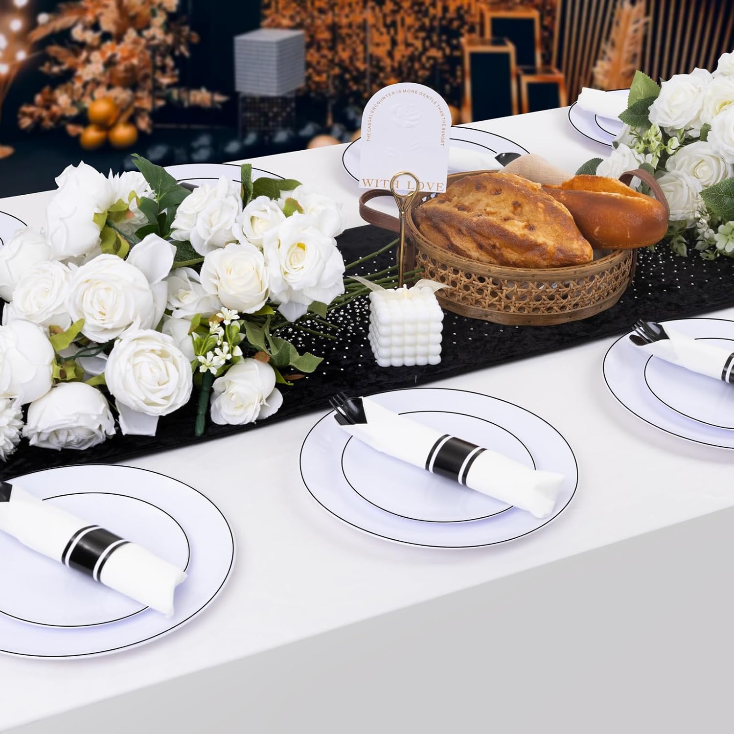 Supernal 60 Pack Pre Rolled Napkins with Gold Plastic Silverware, Premium Disposable Gold Wrapped Cutlery Set Includes: 60 Forks 60 Knives 60 Spoons 60 Napkin for Party