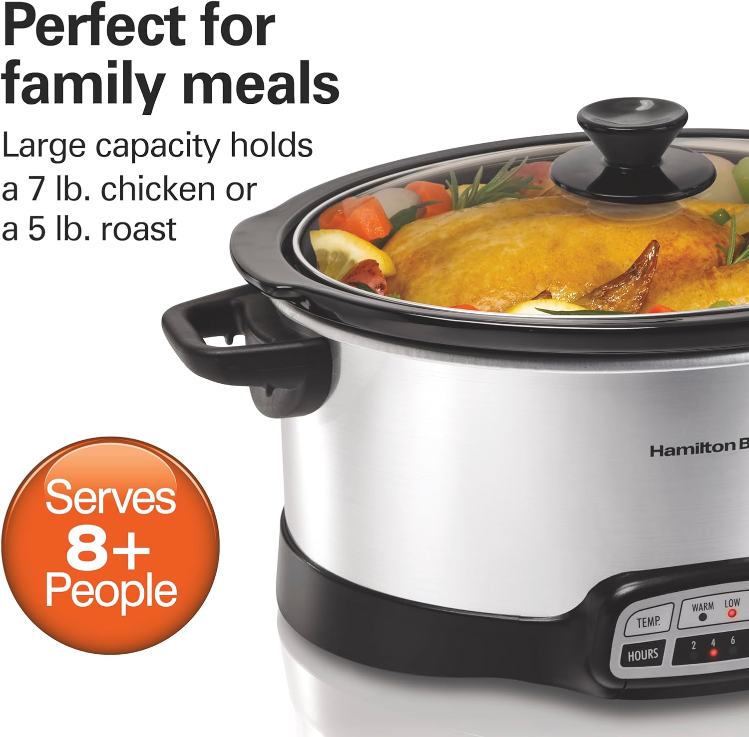 Hamilton Beach Programmable Slow Cooker with Flexible Easy Programming, 5 Cooking Times, Dishwasher-Safe Crock, Lid, 4 Quart, Silver