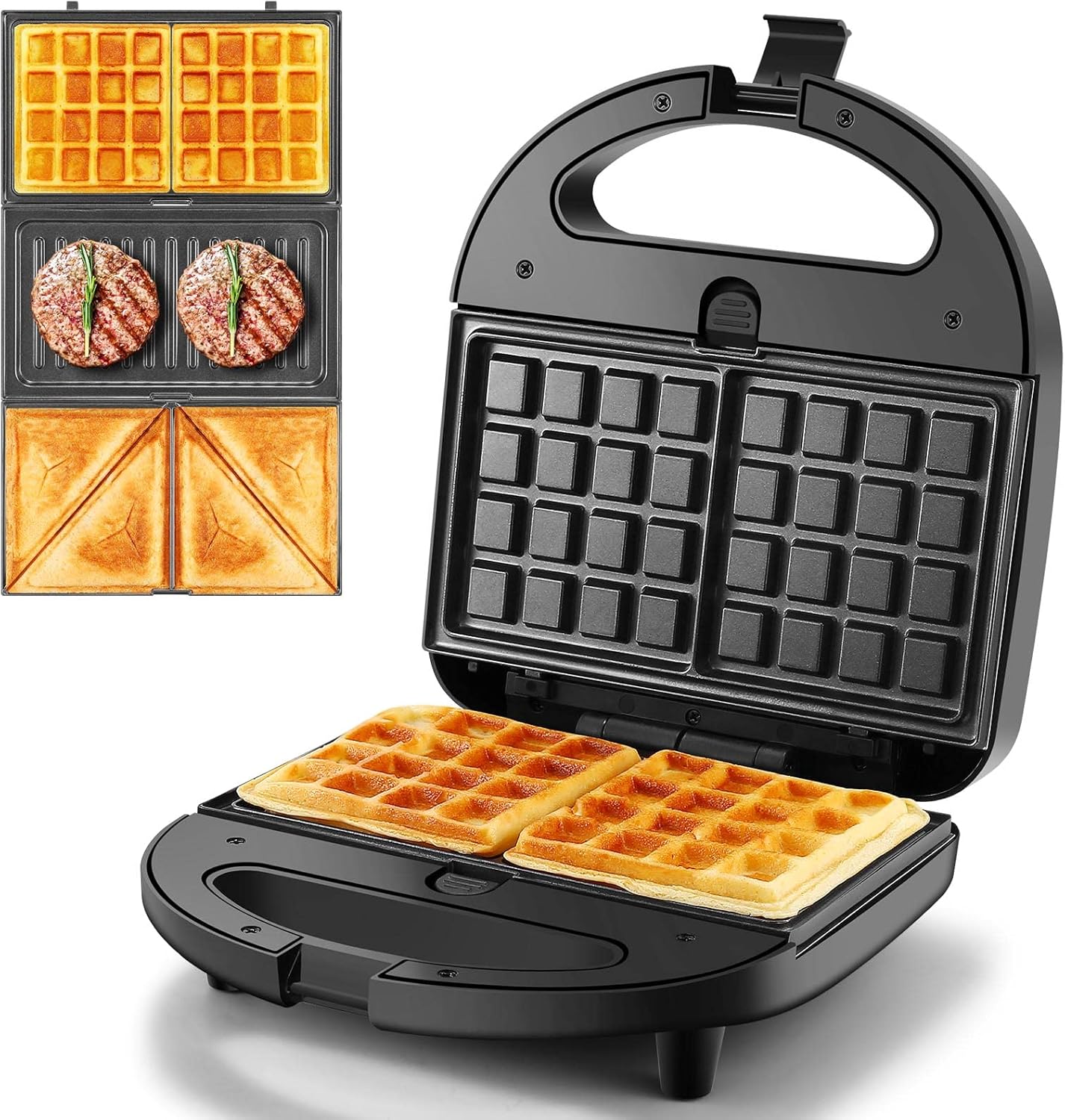 OSTBA Panini Press Grill Indoor Sandwich Maker with Temperature Setting, 4 Slice Large Non-stick Versatile Grill, Opens 180 Degrees to Fit Any Type or Size of Food, Removable Drip Tray, 1200 W
