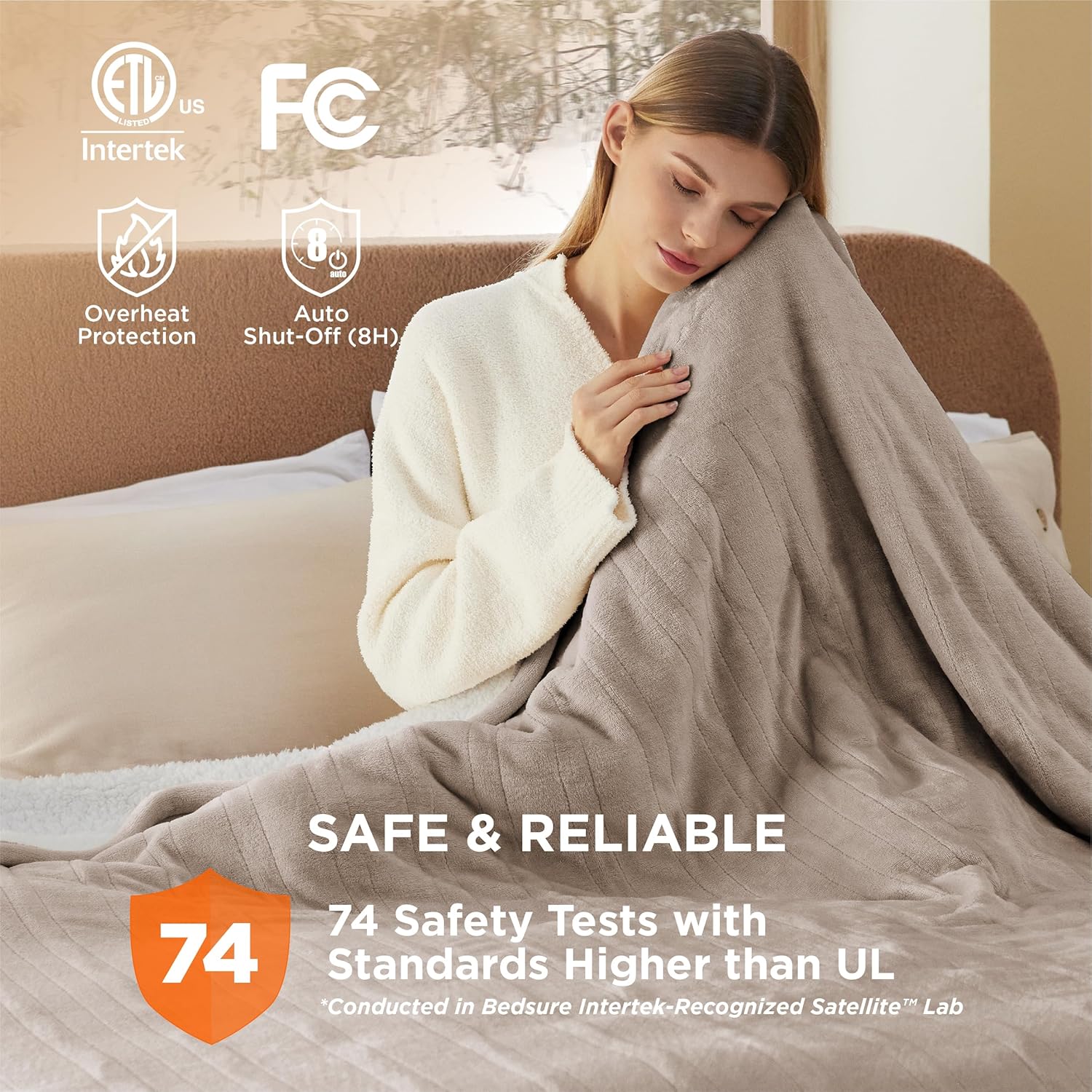 Bedsure Heated Blanket Electric Throw - Soft Flannel Electric Blanket, Heating Blanket with 4 Time Settings & 6 Heat Settings, Warm Blanket Gift for Grandma (50x60 inches, Grey)