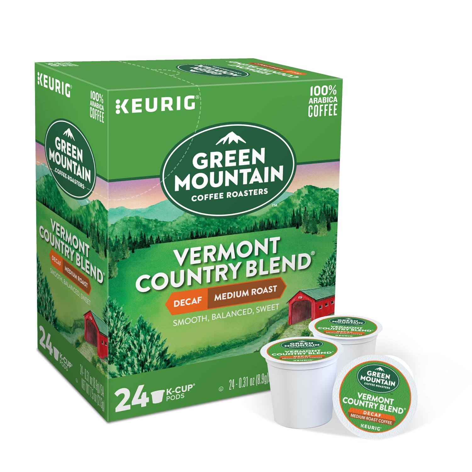 Green Mountain Coffee Roasters Half Caff Keurig Single-Serve K-Cup pods, Medium Roast Coffee, 72 Count (6 Packs of 12)