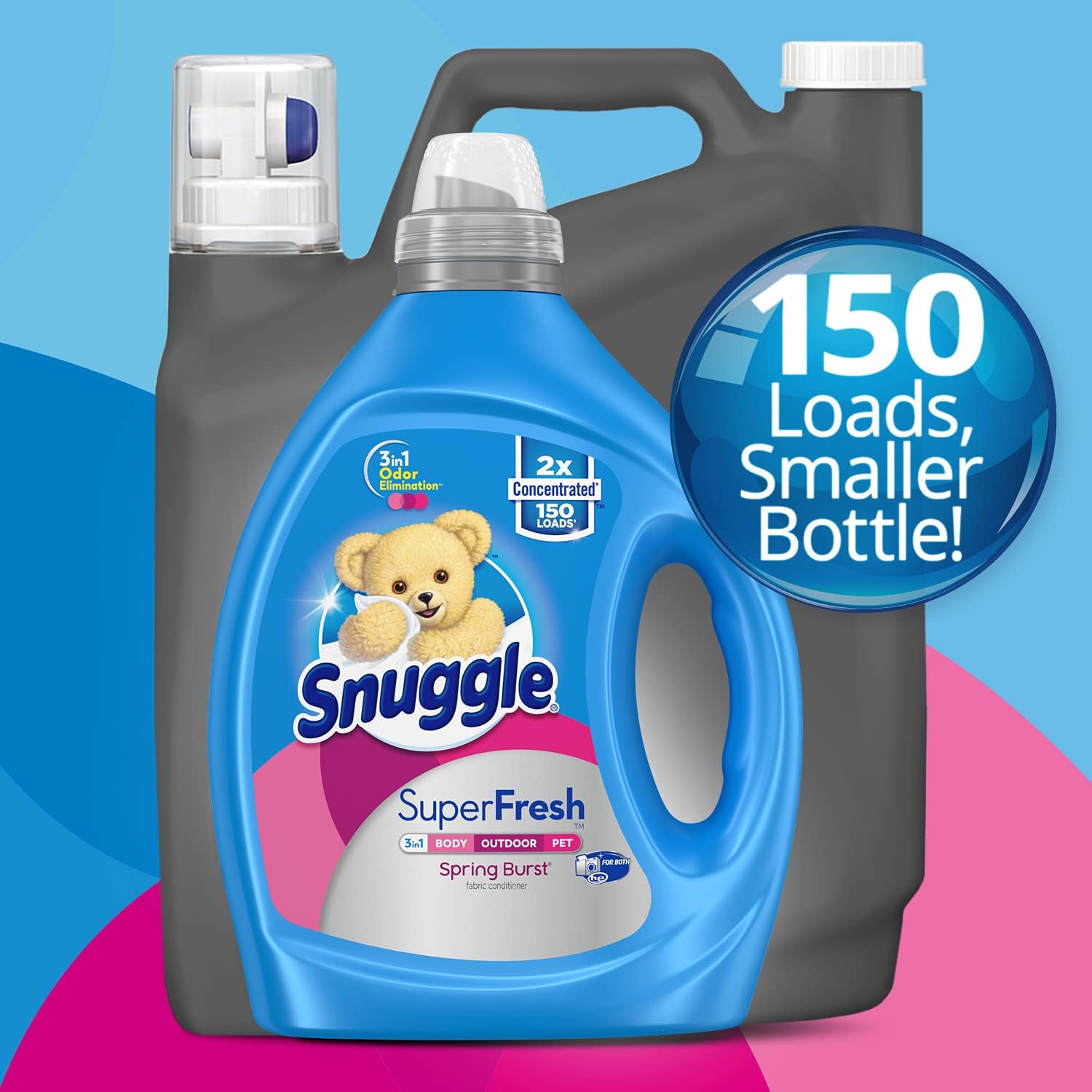 Snuggle Liquid Fabric Softener, SuperFresh Original, Eliminates Tough Odors, 2X Concentrated, 150 Loads