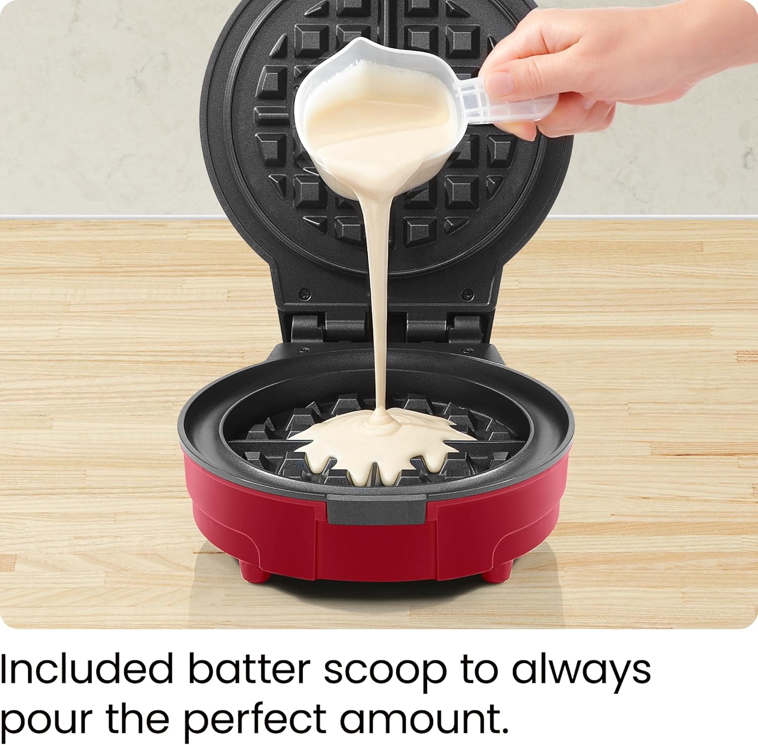 Chefman Anti-Overflow Belgian Waffle Maker w/Shade Selector, Temperature Control, Mess Free Moat, Round Iron w/Nonstick Plates & Cool Touch Handle, Measuring Cup Included, Black