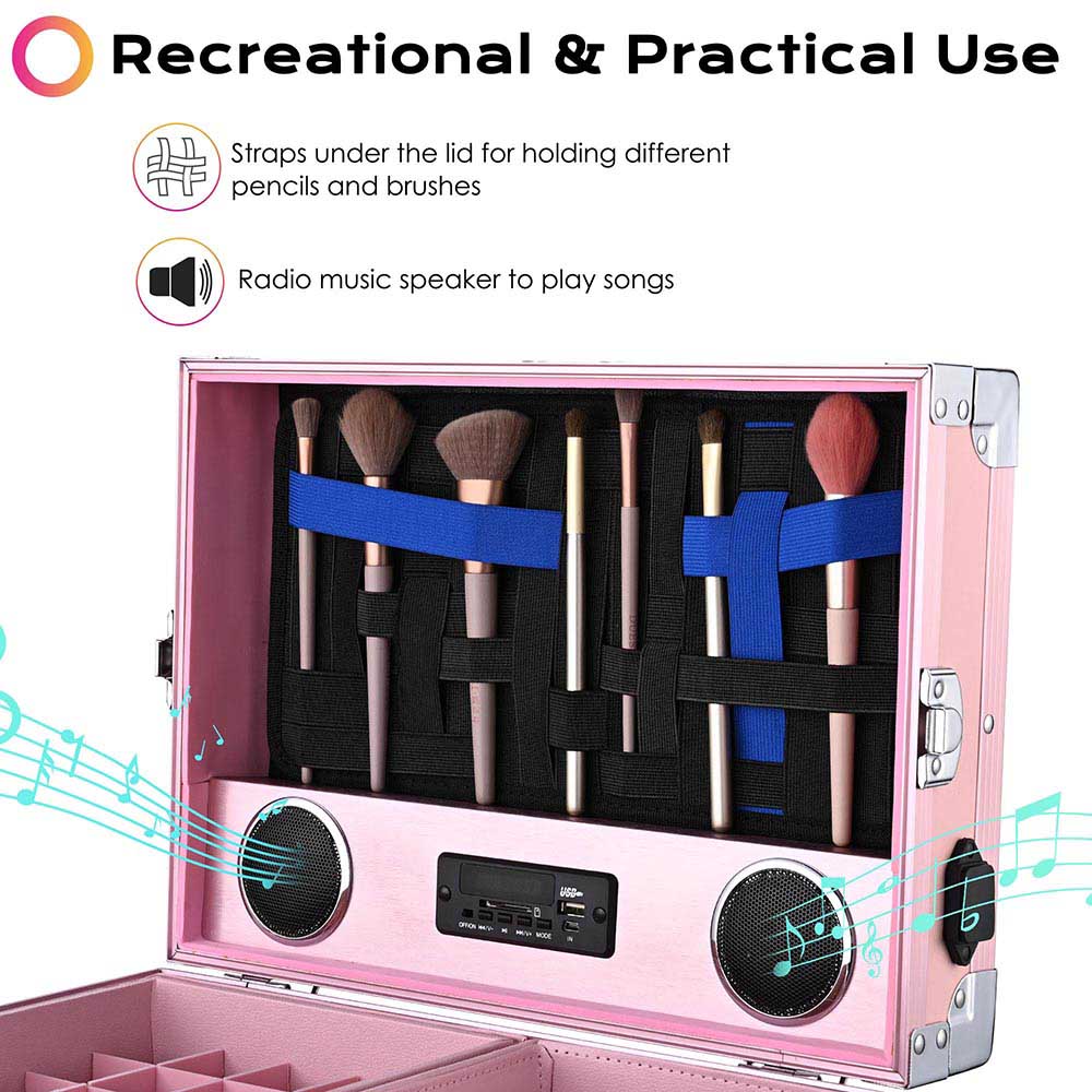 Byootique Nail Table Makeup Station Speaker Drawers Mirror