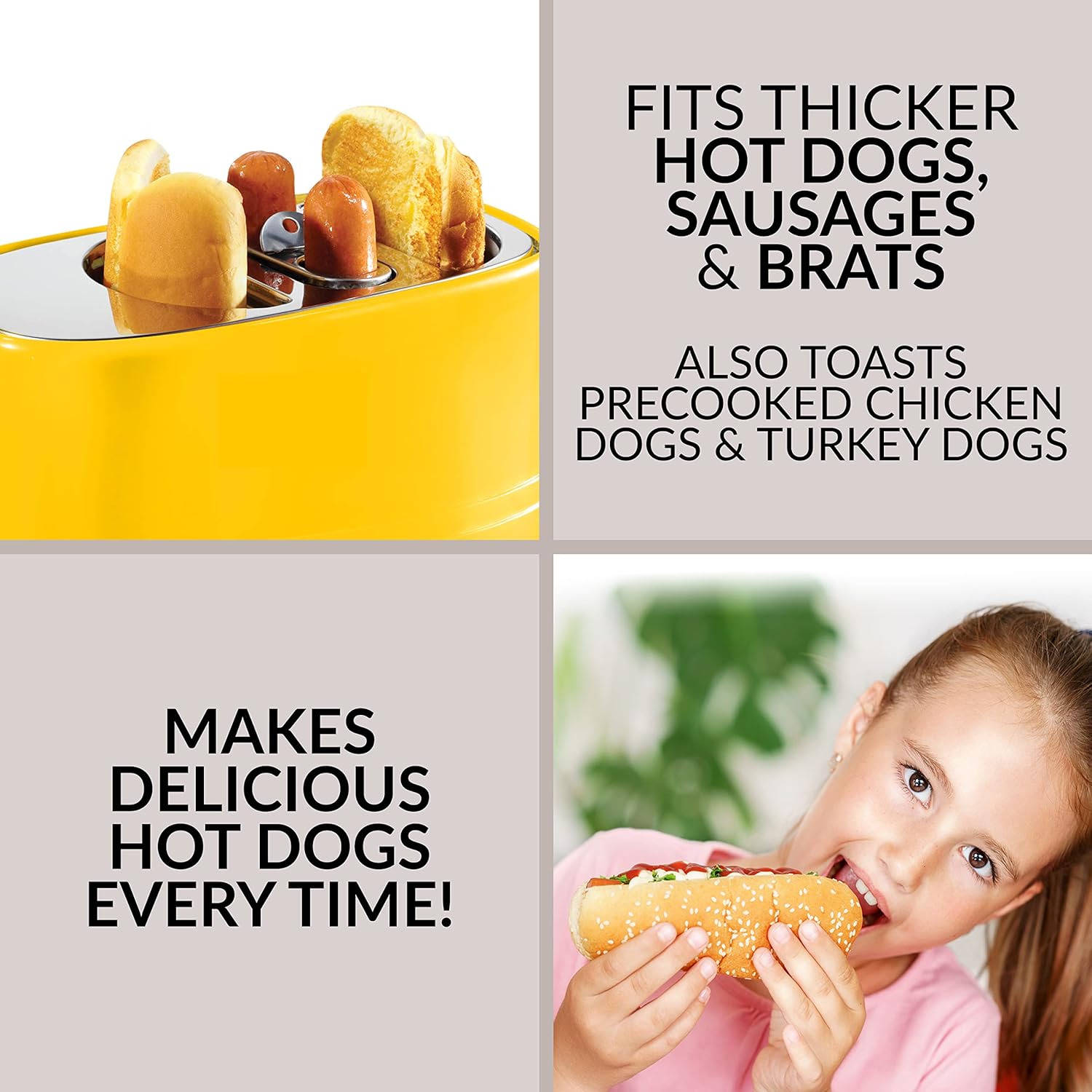 Nostalgia 2 Slot Hot Dog and Bun Toaster with Mini Tongs, Retro Toaster, Cooker that Works Chicken, Turkey, Veggie Links, Sausages Brats, Metallic Red