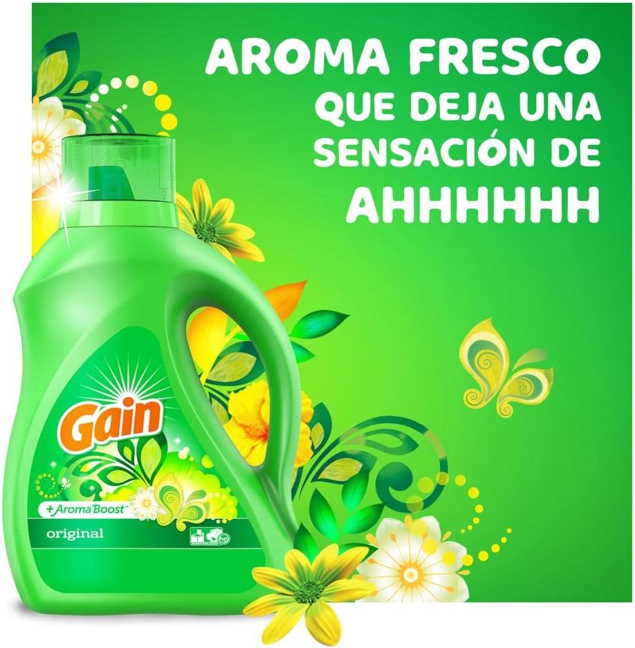 Gain + Aroma Boost Laundry Detergent Liquid, Original Scent, 107 Loads, 154 fl oz, HE Compatible Laundry Soap with Febreze and Oxi
