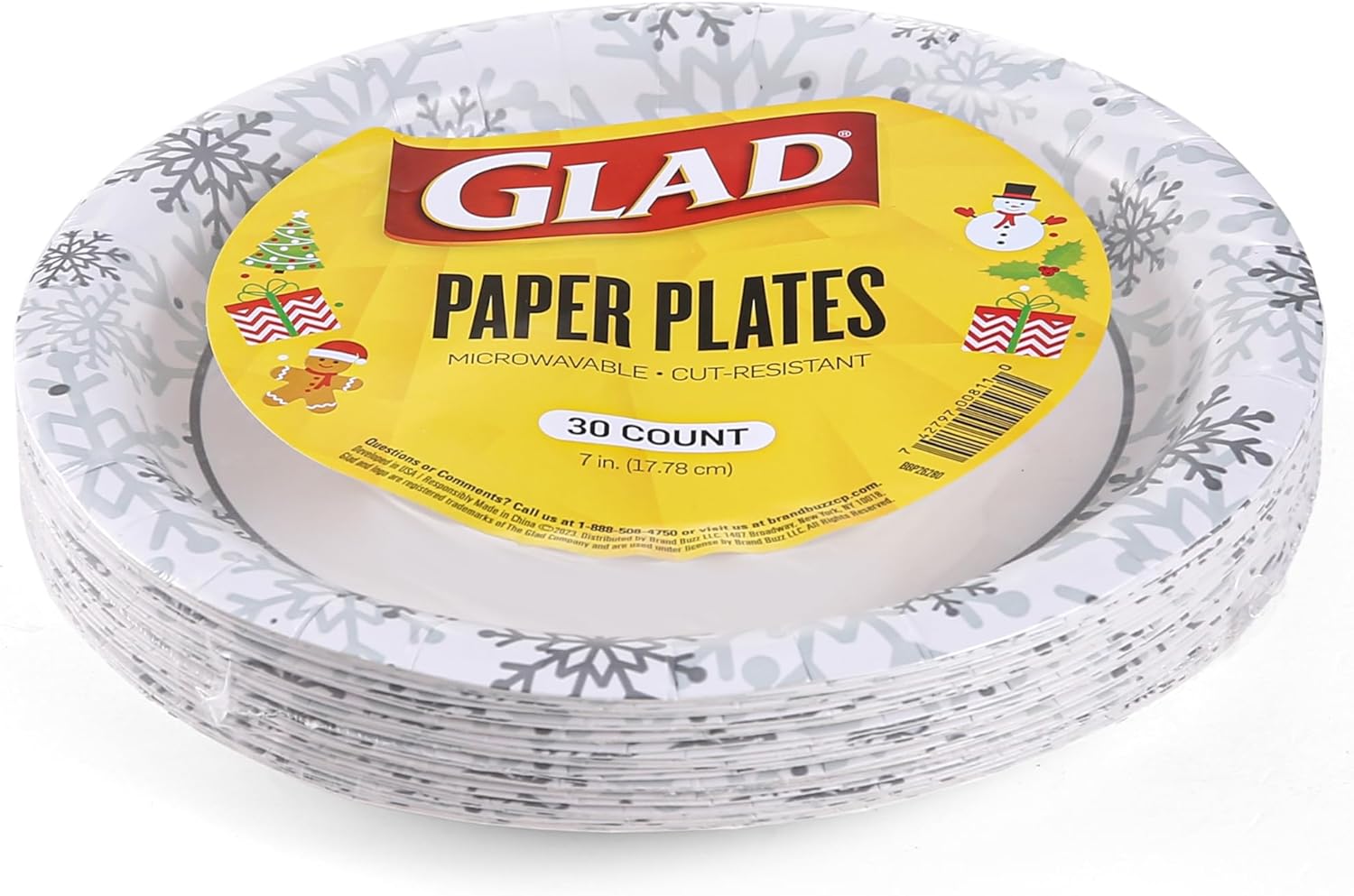 Glad Disposable Holiday Paper Plates, 10 Inch, 20 Count - Red Snowflake Design, Heavy Duty and Microwavable