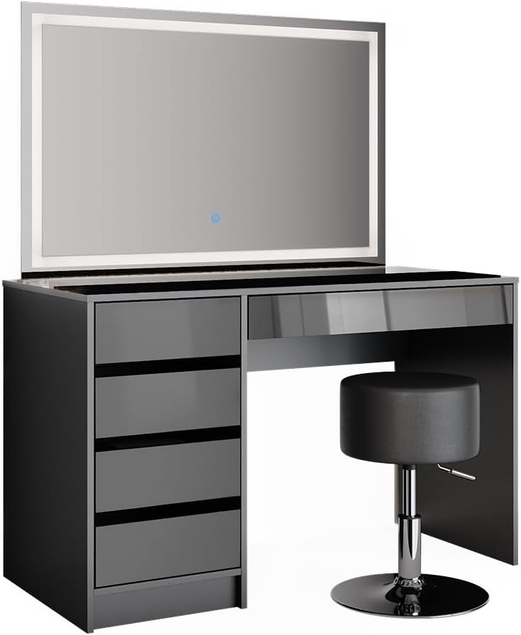 Vicco Sherry Dressing Table Sonoma / White 120 cm with LED Mirror and Stool