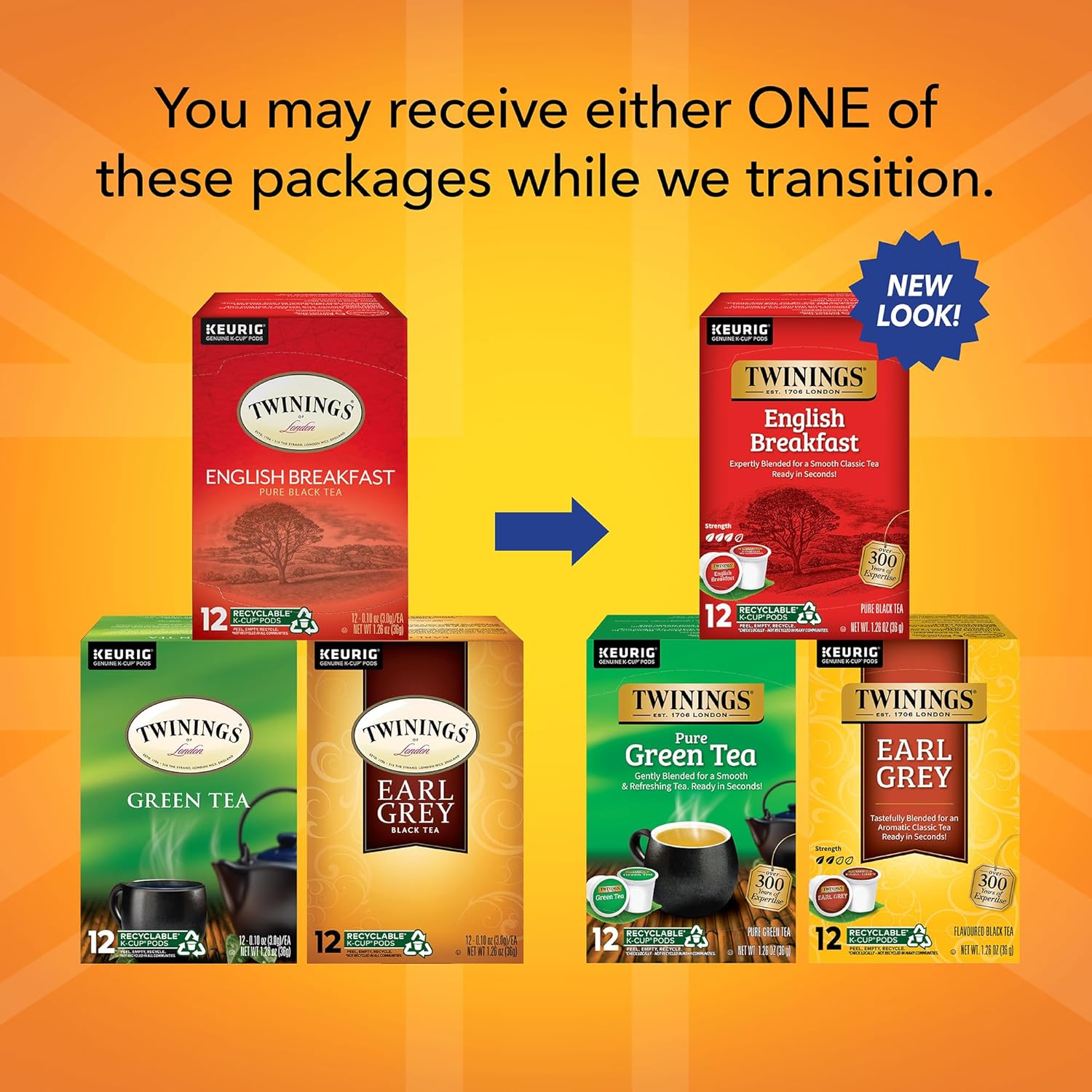 Twinings English Breakfast Black Tea K-Cup Pods for Keurig, 24 Count (Pack of 1), Smooth, Flavourful, Robust, Caffeinated, Enjoy Hot or Iced | Packaging May Vary