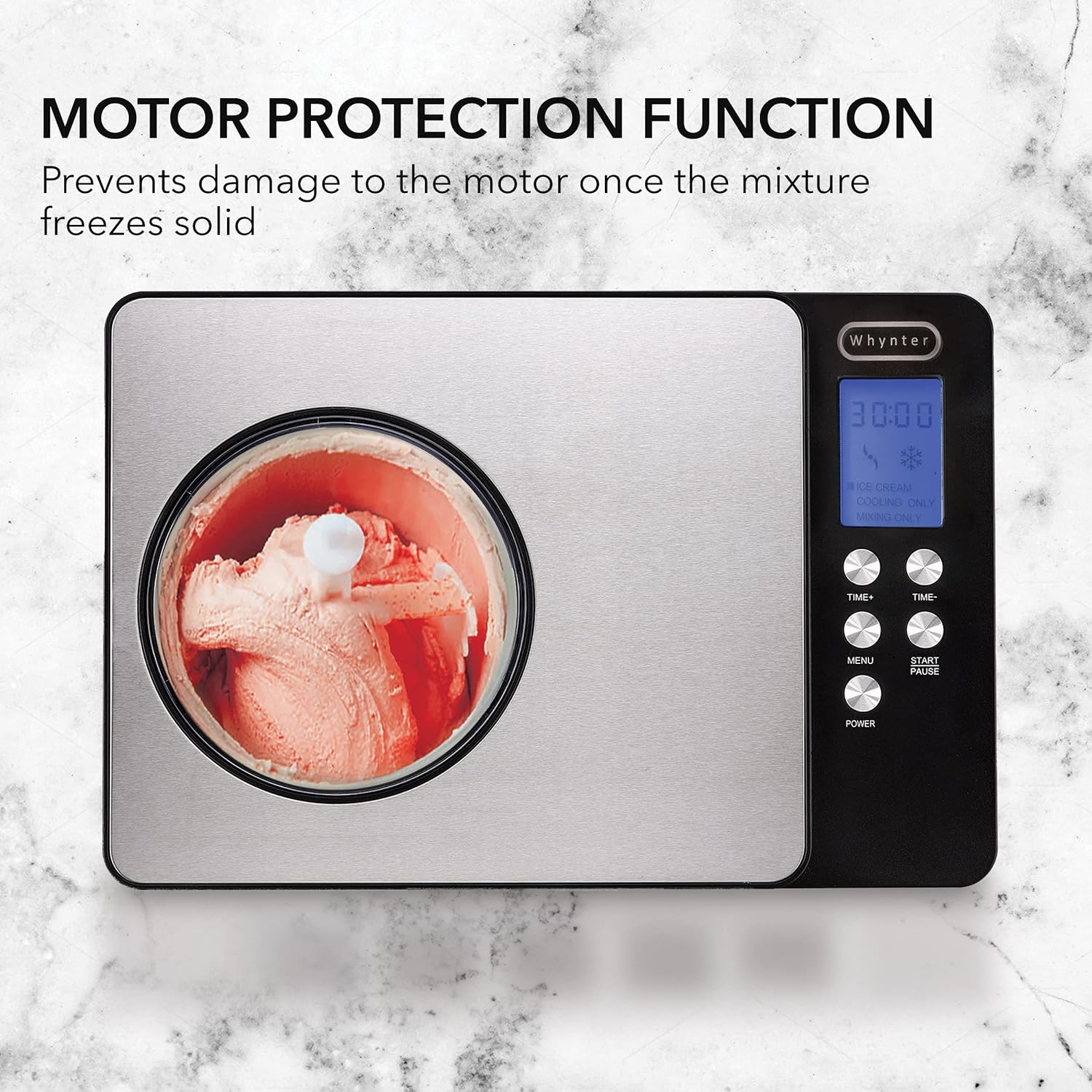 Whynter Ice Cream Maker Machine Automatic 2.1 Qt with Built-in Compressor, LCD Digital Display & Timer, No Pre-Freezing, ICM-200LS, Stainless Steel