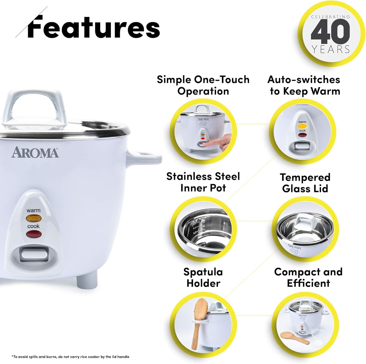 AROMA® 6-Cup(cooked) / 1.3Qt. Select Stainless™ Rice Cooker, Stainless Steel Inner Pot (ARC-753SG)