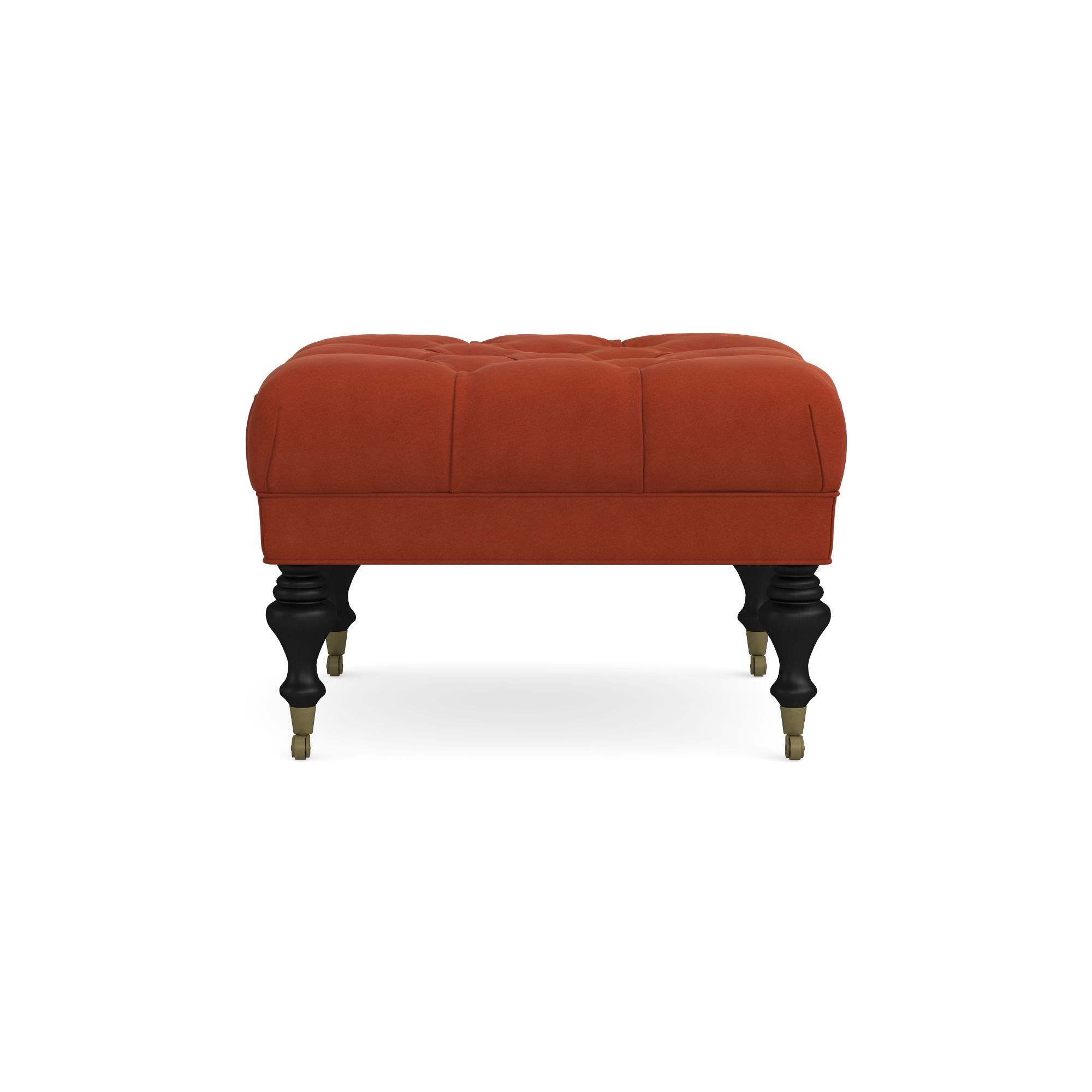 Fairfax Square Ottoman, Turned Leg with Tufted Top (26