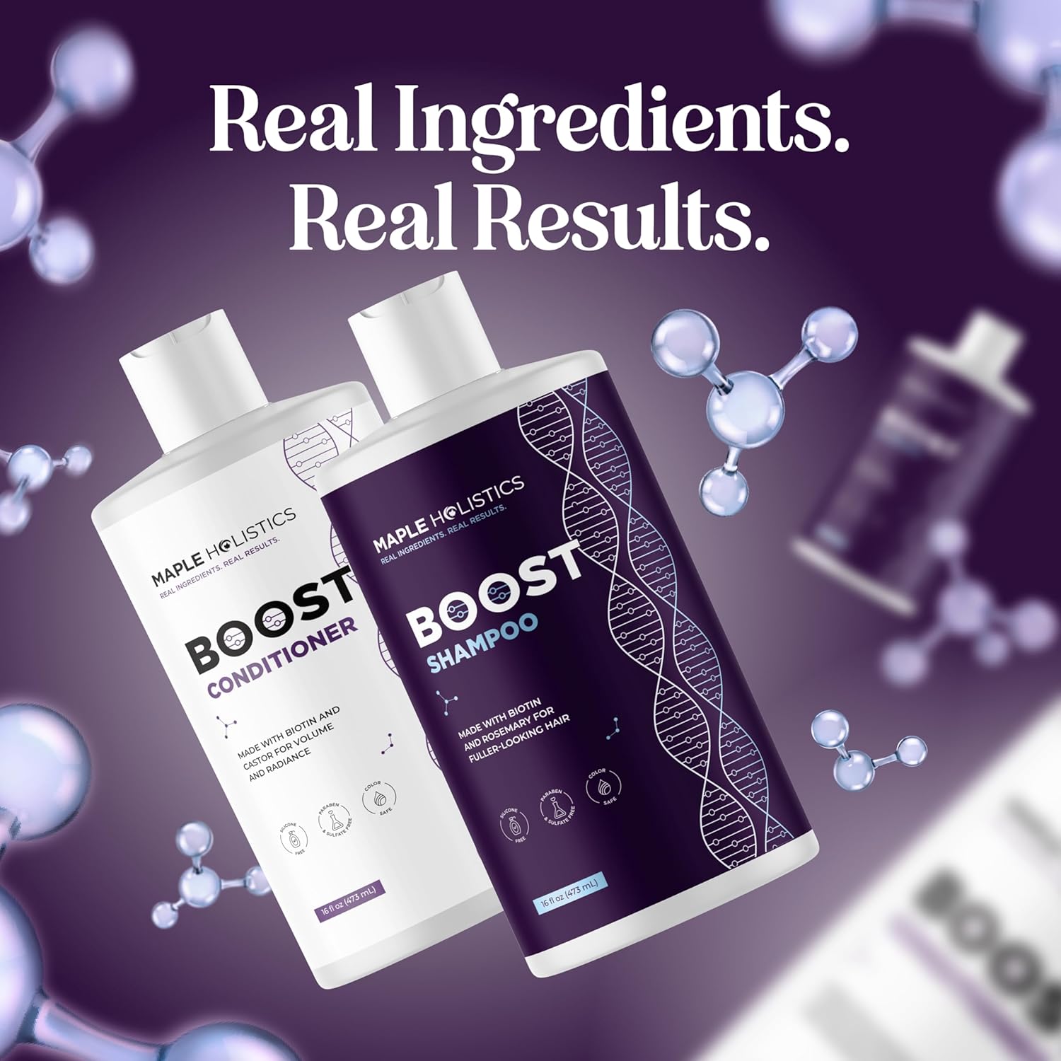 Volumizing Biotin Shampoo and Conditioner Set - Sulfate Free Shampoo and Conditioner for Dry Damaged Hair Care - Thinning Hair Shampoo and Conditioner with Nourishing Biotin and Rosemary Oil (8oz)