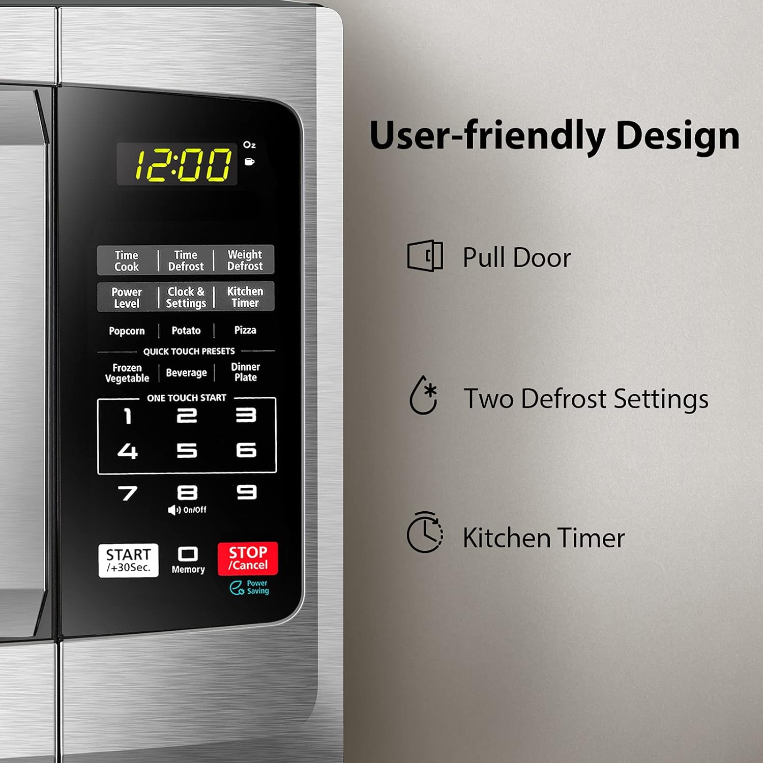 TOSHIBA EM925A5A-BS Countertop Microwave Oven, 0.9 Cu Ft With 10.6 Inch Removable Turntable, 900W, 6 Auto Menus, Mute Function & ECO Mode, Child Lock, LED Lighting, Black Stainless Steel