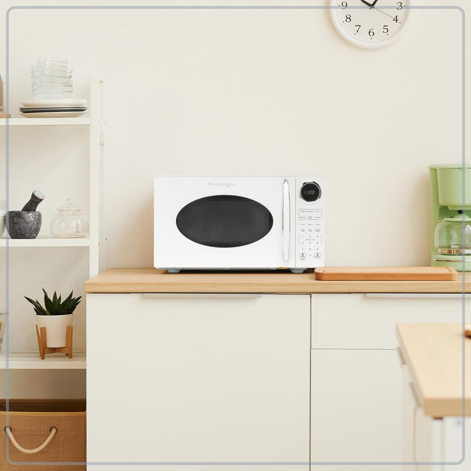 Nostalgia Retro Compact Countertop Microwave Oven - 0.7 Cu. Ft. - 700-Watts with LED Digital Display - Child Lock - Easy Clean Interior - Aqua