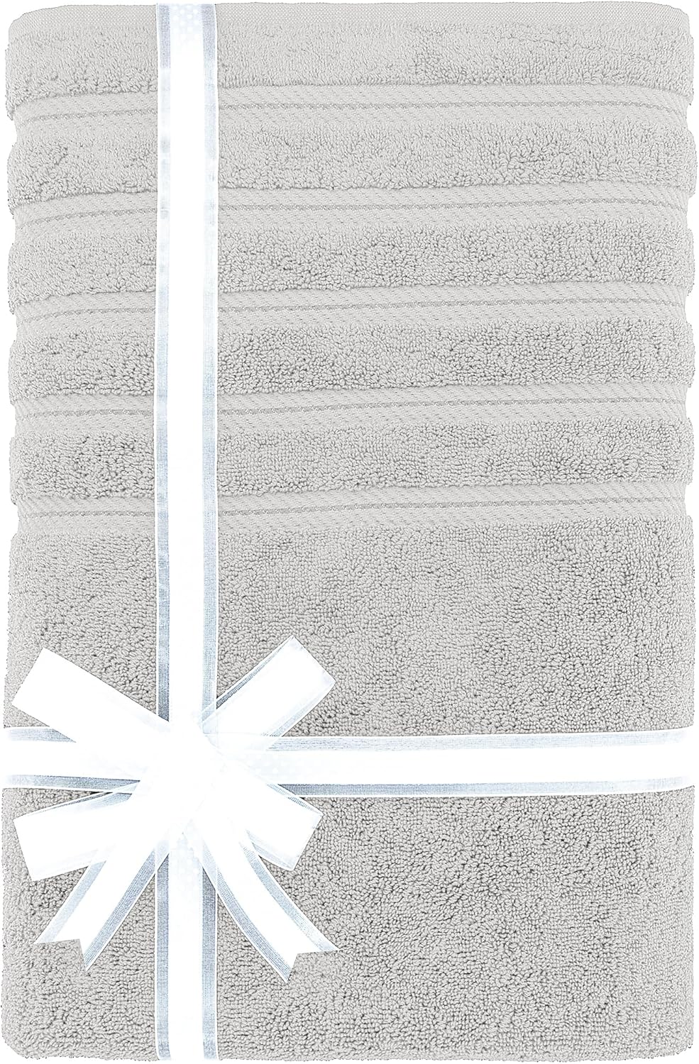 American Soft Linen Luxury 6 Piece Towel Set, 2 Bath Towels 2 Hand Towels 2 Washcloths, 100% Cotton Turkish Towels for Bathroom, Light Grey Towel Sets