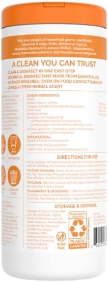 Seventh Generation Disinfecting Multi-Surface Wipes, Pack of 3, Lemongrass Citrus, 70 Count