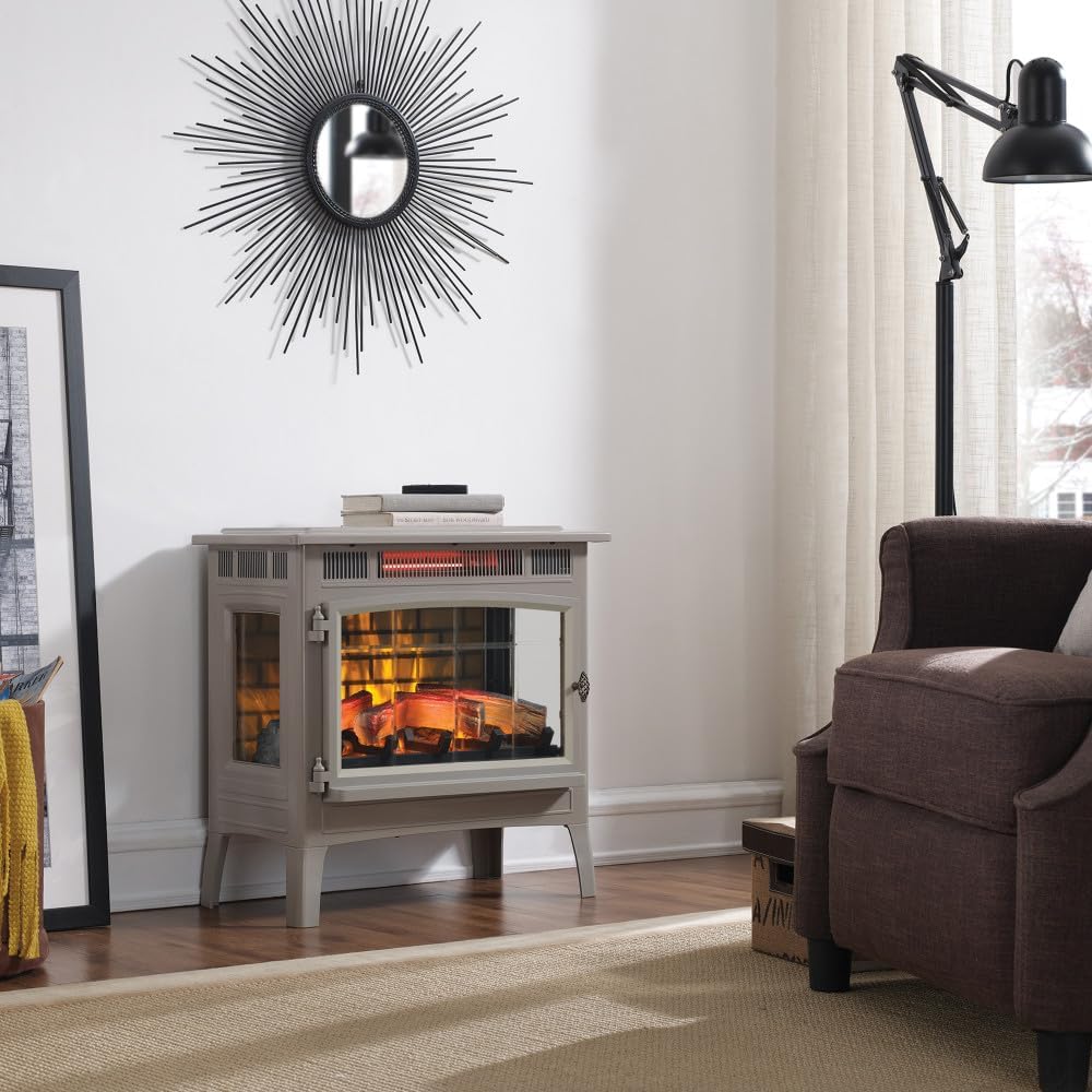 duraflame Freestanding Electric Fireplace Stove Heater with 3D Flame Effect for 1,000 Sq. Ft. Room, Black