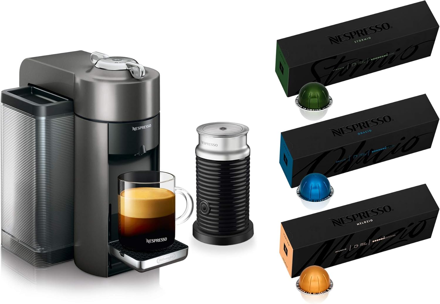 Nespresso Vertuo Coffee and Espresso Maker,1597 ml, by De'Longhi, Graphite Metal