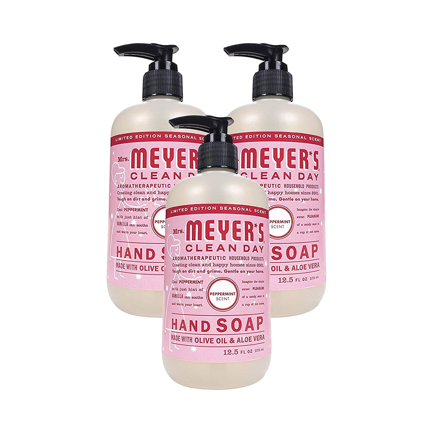MRS. MEYER'S CLEAN DAY Hand Soap, Made with Essential Oils, Biodegradable Formula, Honeysuckle, 12.5 fl. oz - Pack of 3