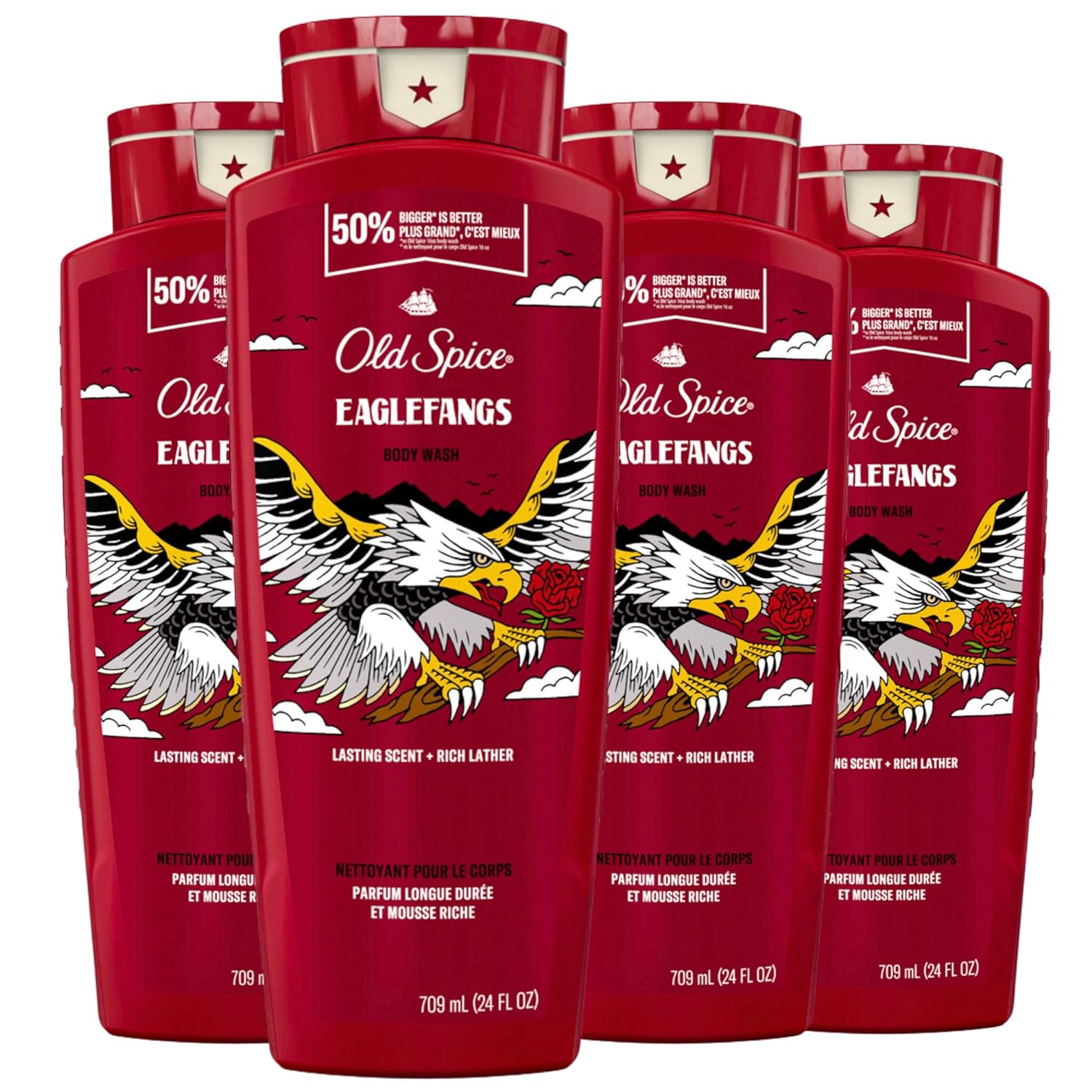 Old Spice Body Wash for Men, 24/7 Shower Fresh with Lasting Scent, Red Collection, Swagger with Cedarwood Scent, 24 fl oz (Pack of 2)