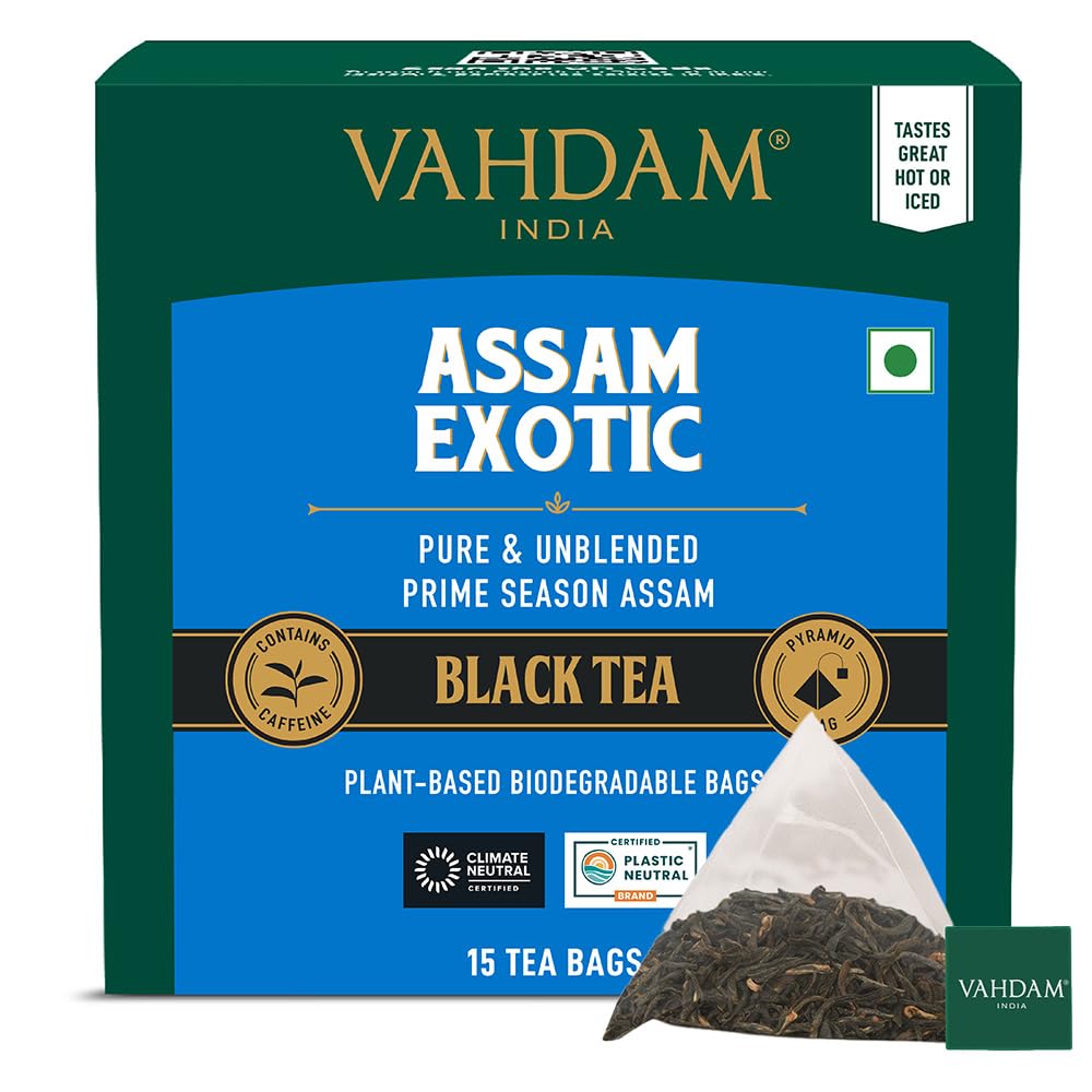 VAHDAM, Organic Turmeric Ginger Herbal Tea Bags (100 Pyramid Tea Bags) Caffeine Free, Non GMO, Gluten Free | 100% Pure Herbal Blend - Savory & Spicy | Plant-Based Tea Bags | Resealable Ziplock Pouch