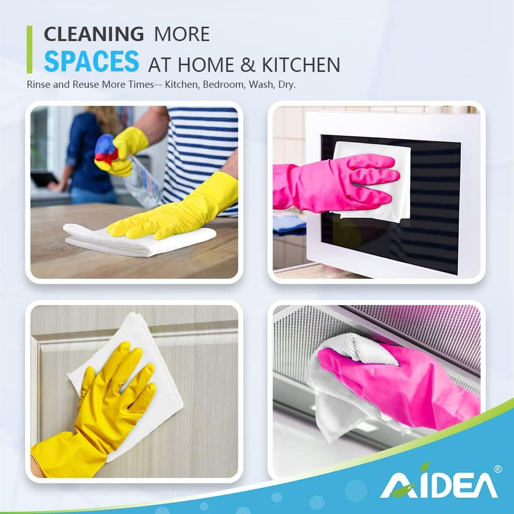 AIDEA Microfiber Cleaning Cloths White-50PK, Absorbent Cleaning Rags, Lint-Free Rags, Kitchen Towels Dusting Cloth, Bar Rags for Cleaning, Cleaning Towels Wash Cloth, Dish Towels White-11.5
