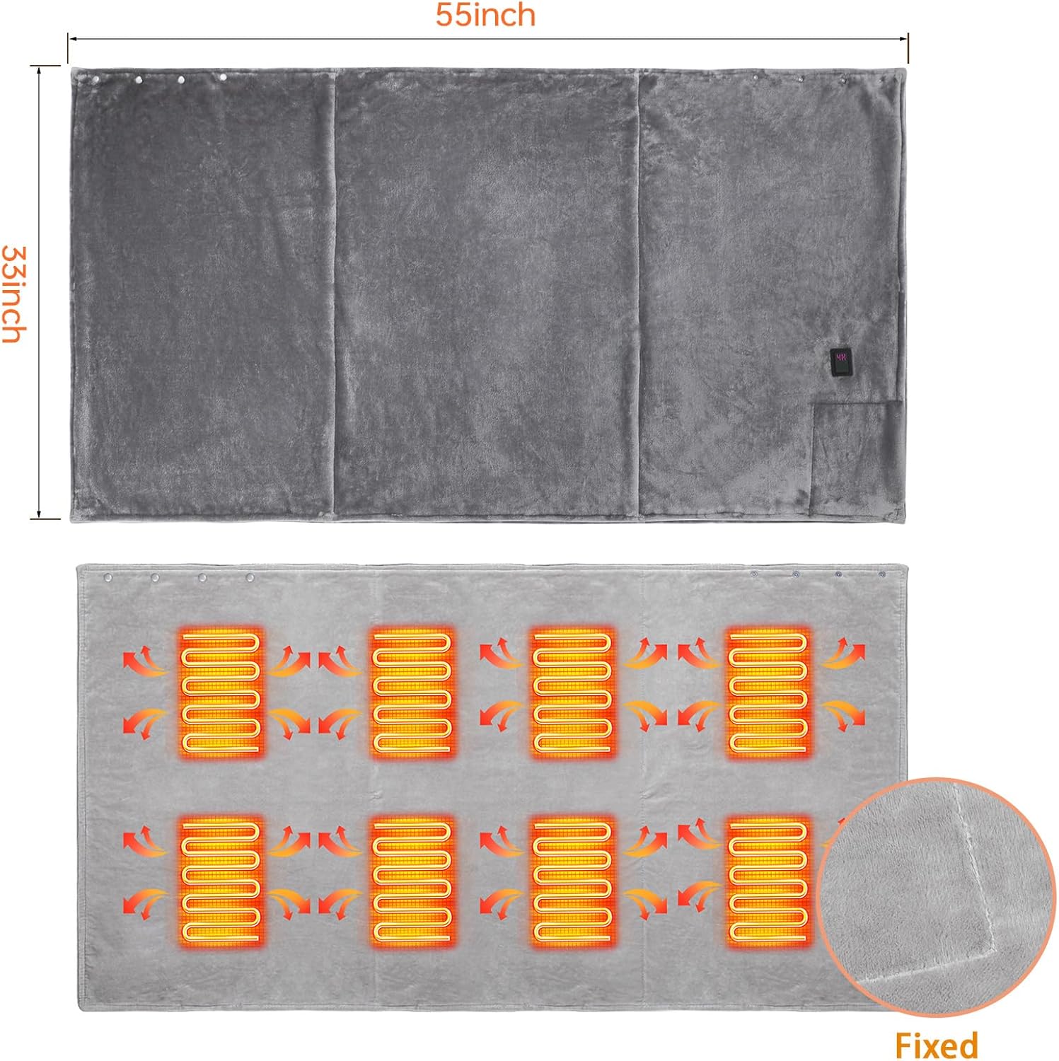 USB Heated Blanket,Portable Heated Blanket,Cordless Electric Blanket with 20000mAH Battery,18W High-Power,Machine Washable Super Cozy Soft,3 Heating Levels and Timing Function