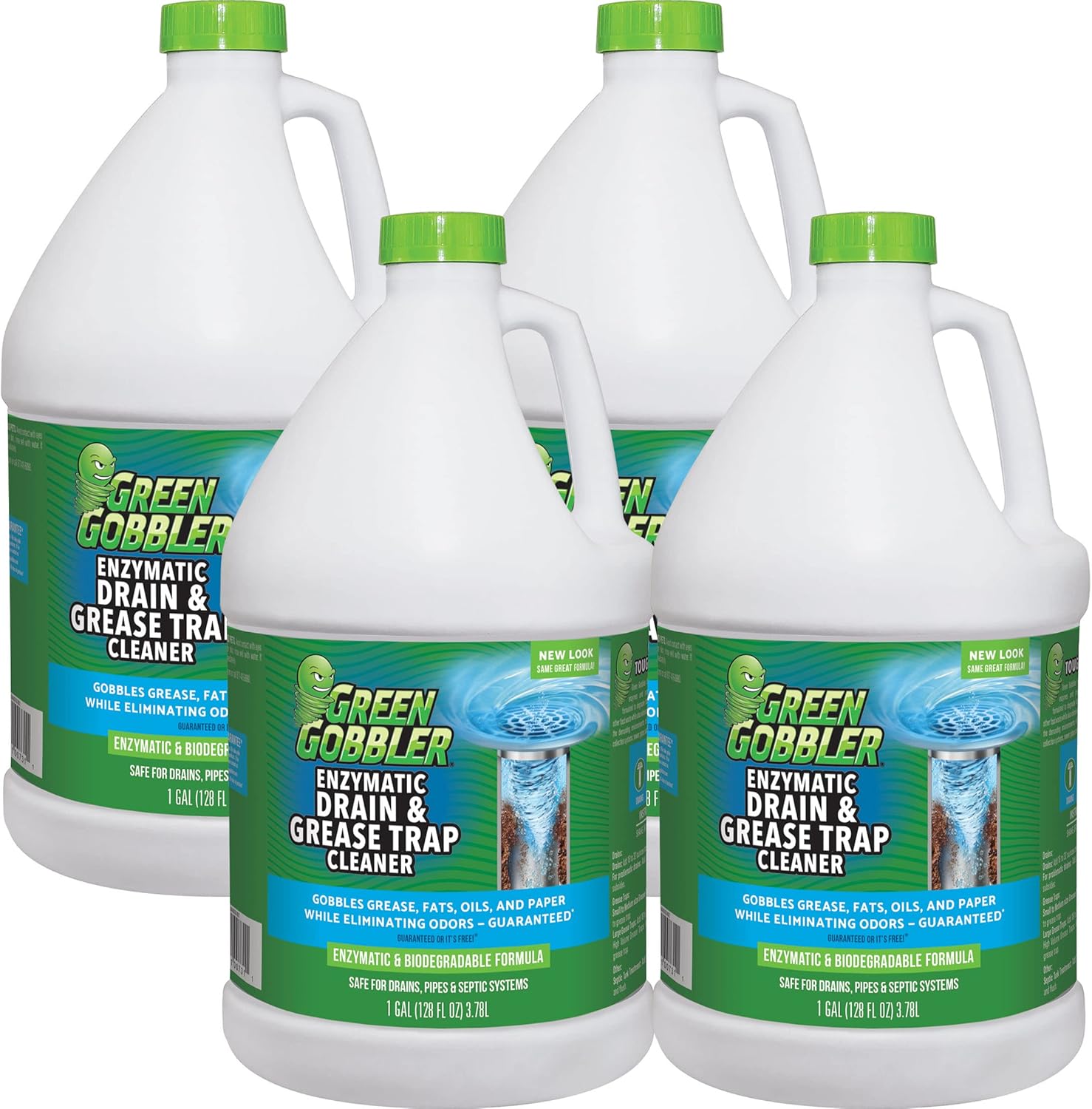 Green Gobbler Enzyme Drain Cleaner | Controls Foul Odors & Breaks Down Grease, Paper, Fat & Oil in Sewer Lines, Septic Tanks & Grease Traps | 1 Gallon
