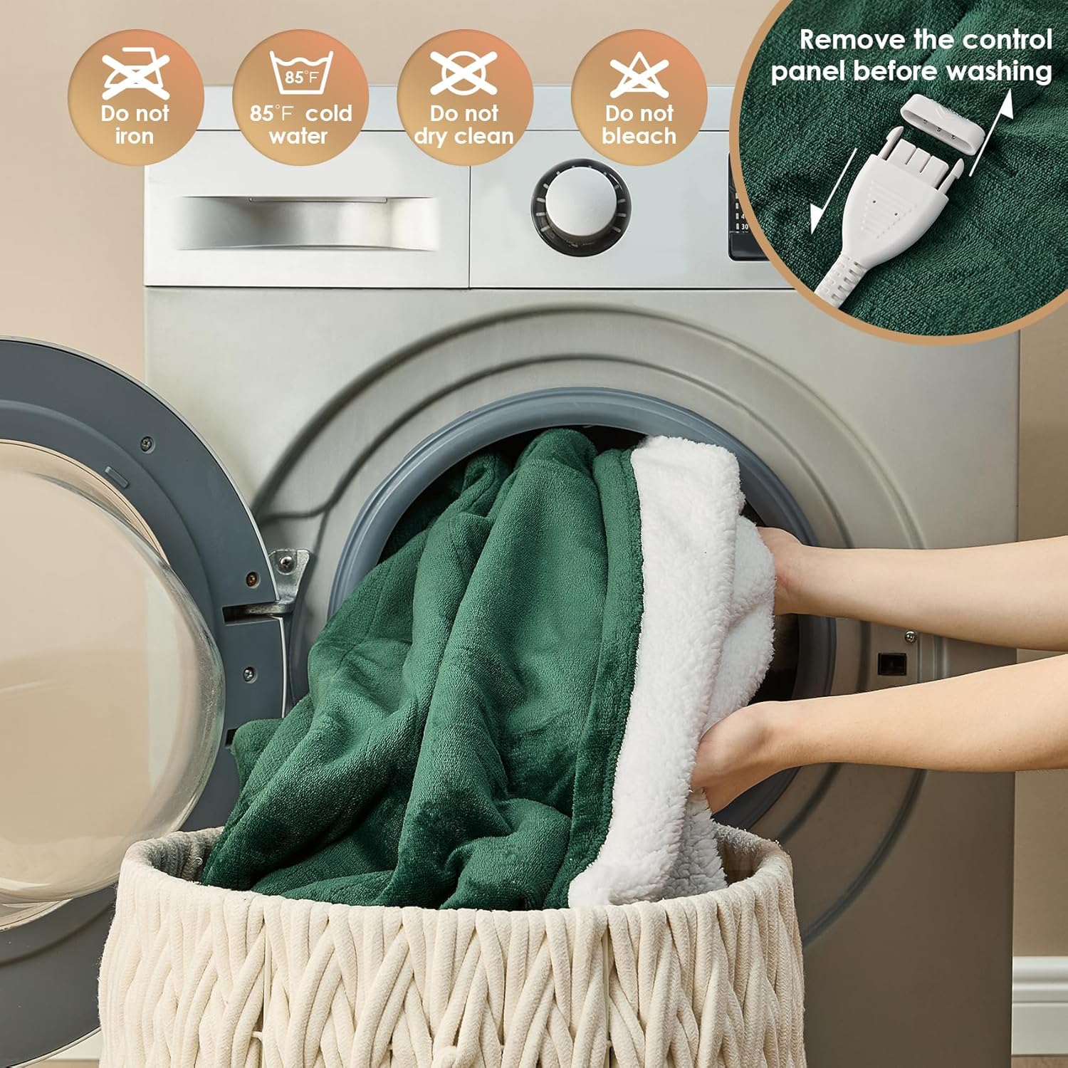 EHEYCIGA Heated Blanket Electric Blanket Throw - Heating Blanket with 9 Heating Levels & 10 Hours Auto Off, Soft Cozy Sherpa Washable Blanket with Fast Heating, 50 x 60 Inches