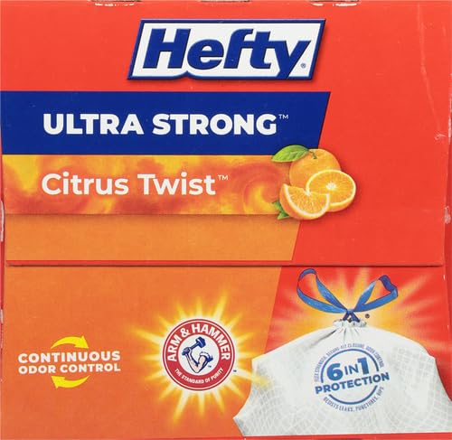 Hefty Ultra Strong Tall Kitchen Trash Bags, Citrus Twist Scent, 13 Gallon, 40 Count