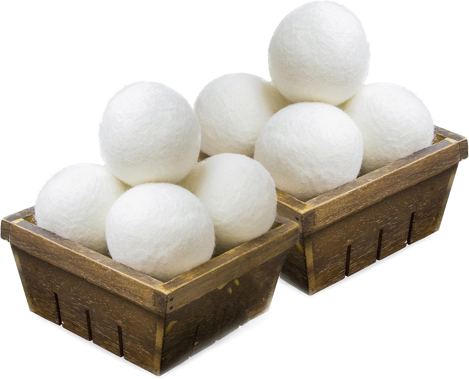 SnugPad Wool Dryer Balls XL Size 6 Pack, Natural Fabric Softener 100% Organic Premium New Zealand Wool, No Fillers, Anti Static, Lint Free, White 6 Count