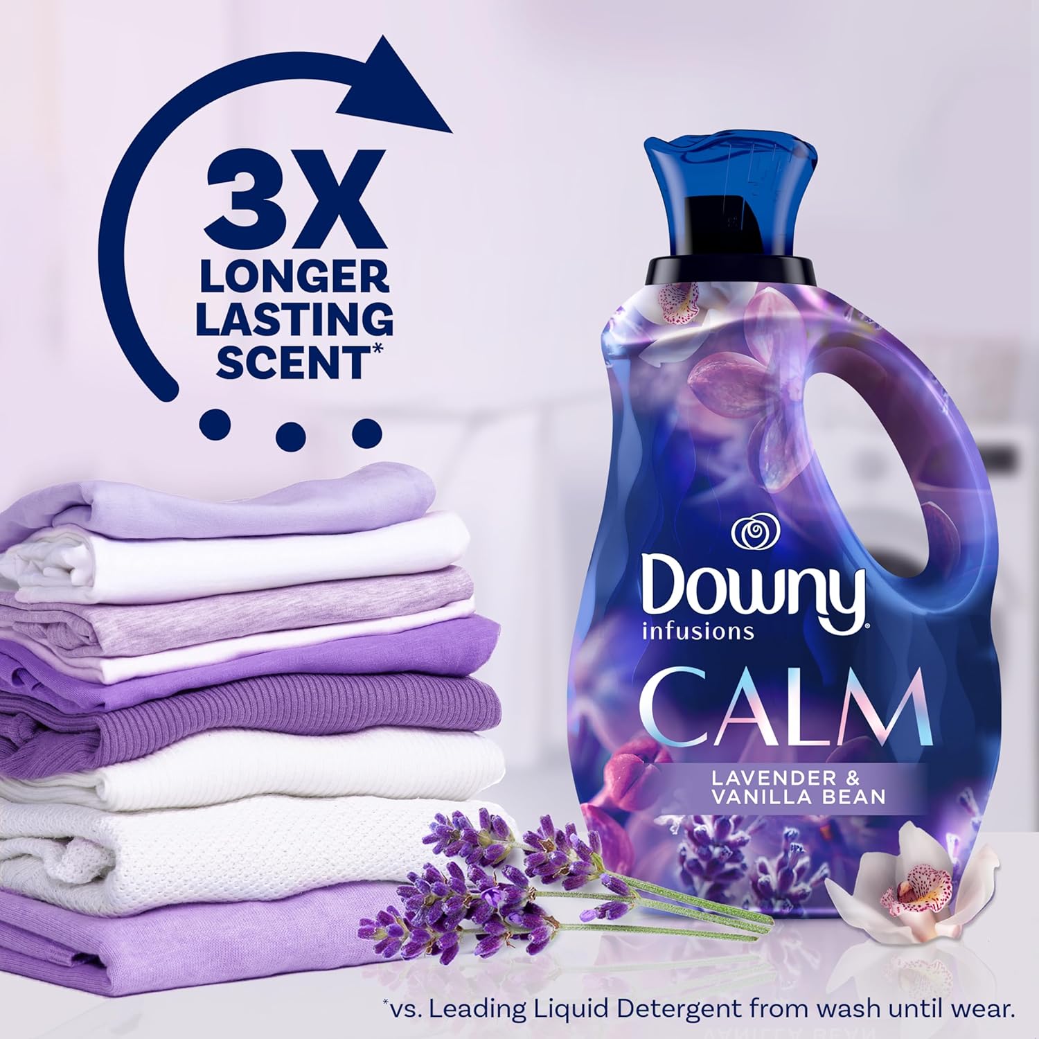 Downy Infusions Laundry Fabric Softener Liquid, CALM, Lavender and Vanilla Bean Scent, 56 fl oz (Pack of 2)
