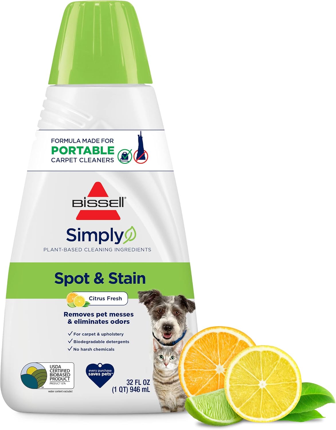 Bissell® PET PRO OXY Spot & Stain Formula for Portable Carpet Cleaners, 32 oz., 2034
