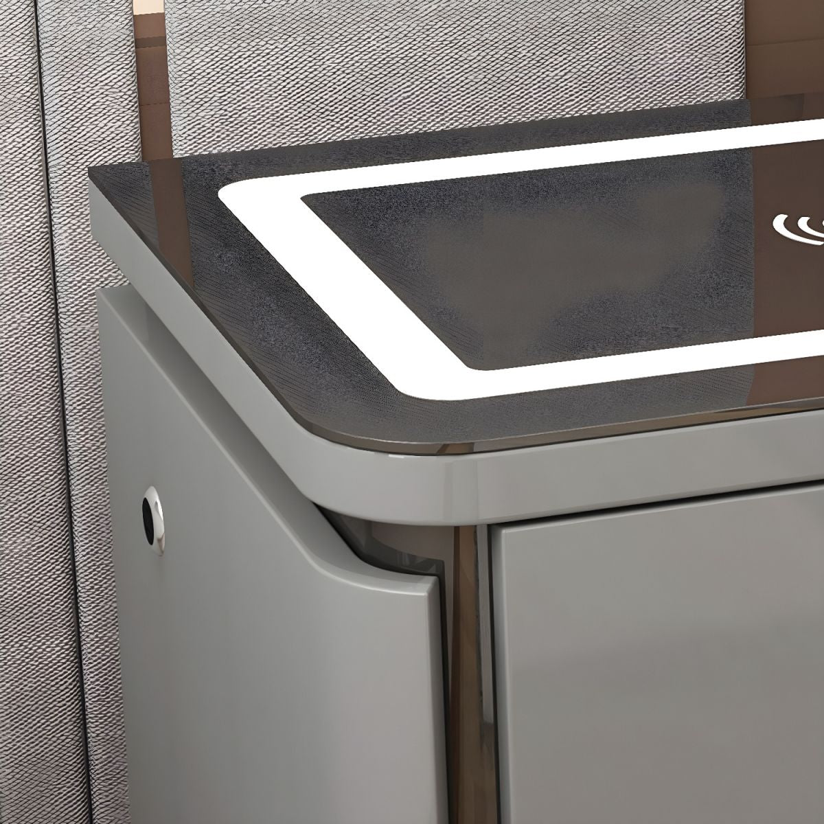 Modern Wood Nightstand with Glass Top and Drawers