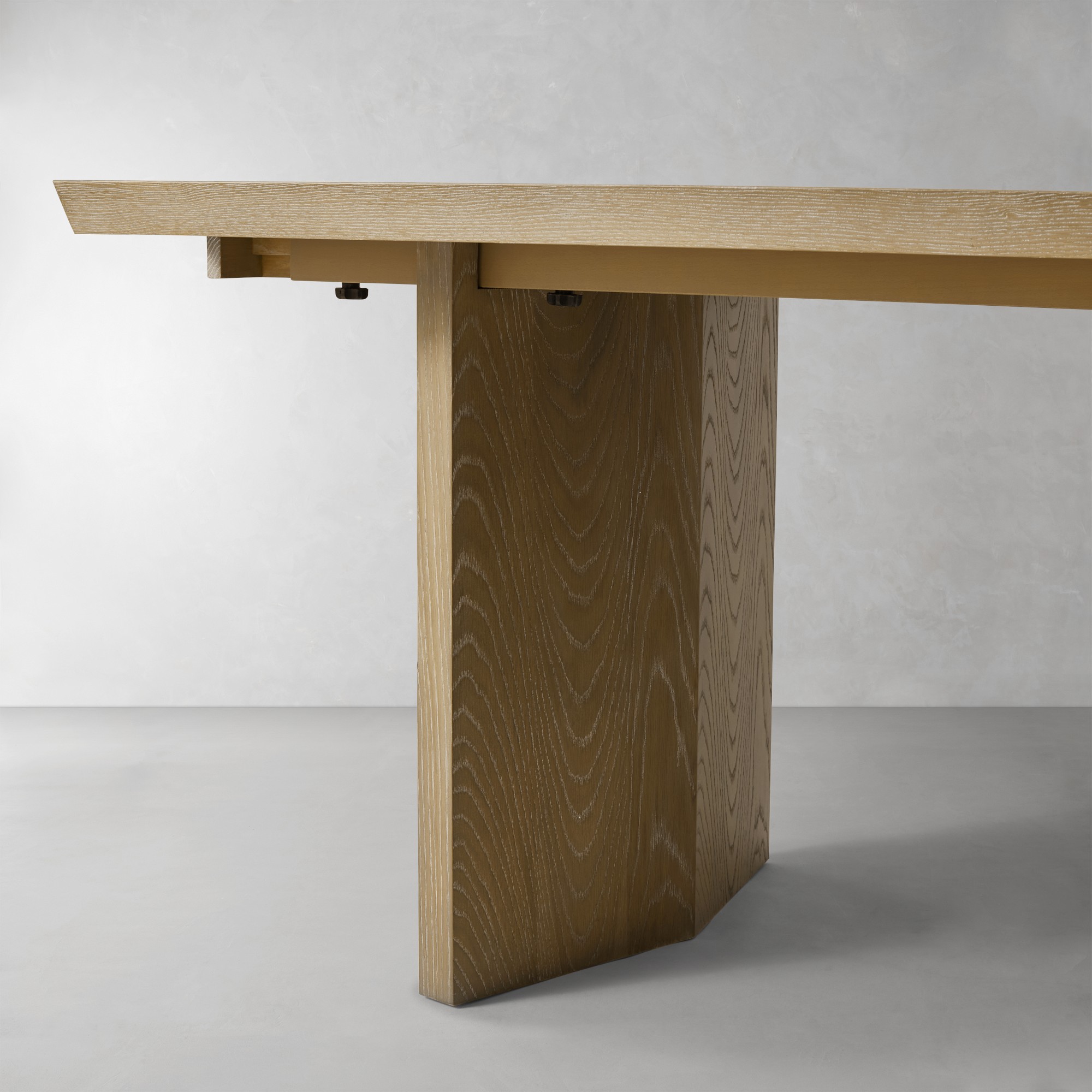 Knife Edge Extendable Rectangular Dining Table, Cerused Heritage Gray (96