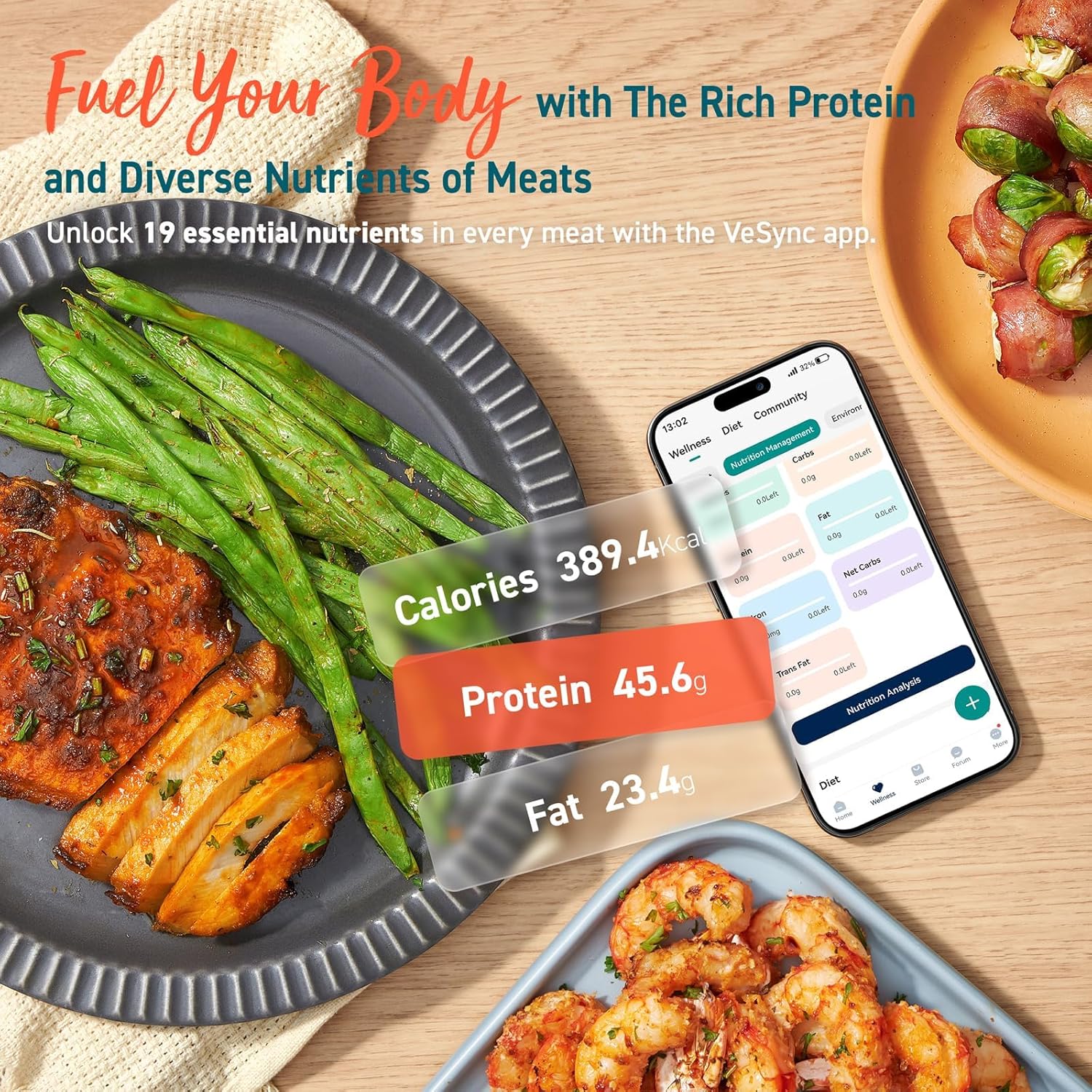 COSORI Air Fryer 9-in-1, Compact 5-Qt, Perect for Meat Enthusiasts with 450°F Max Heat Function , 130+ In-App Recipes, Little to No Oil, Easy Clean Glass Touch Panel & Nonstick Basket, Gray
