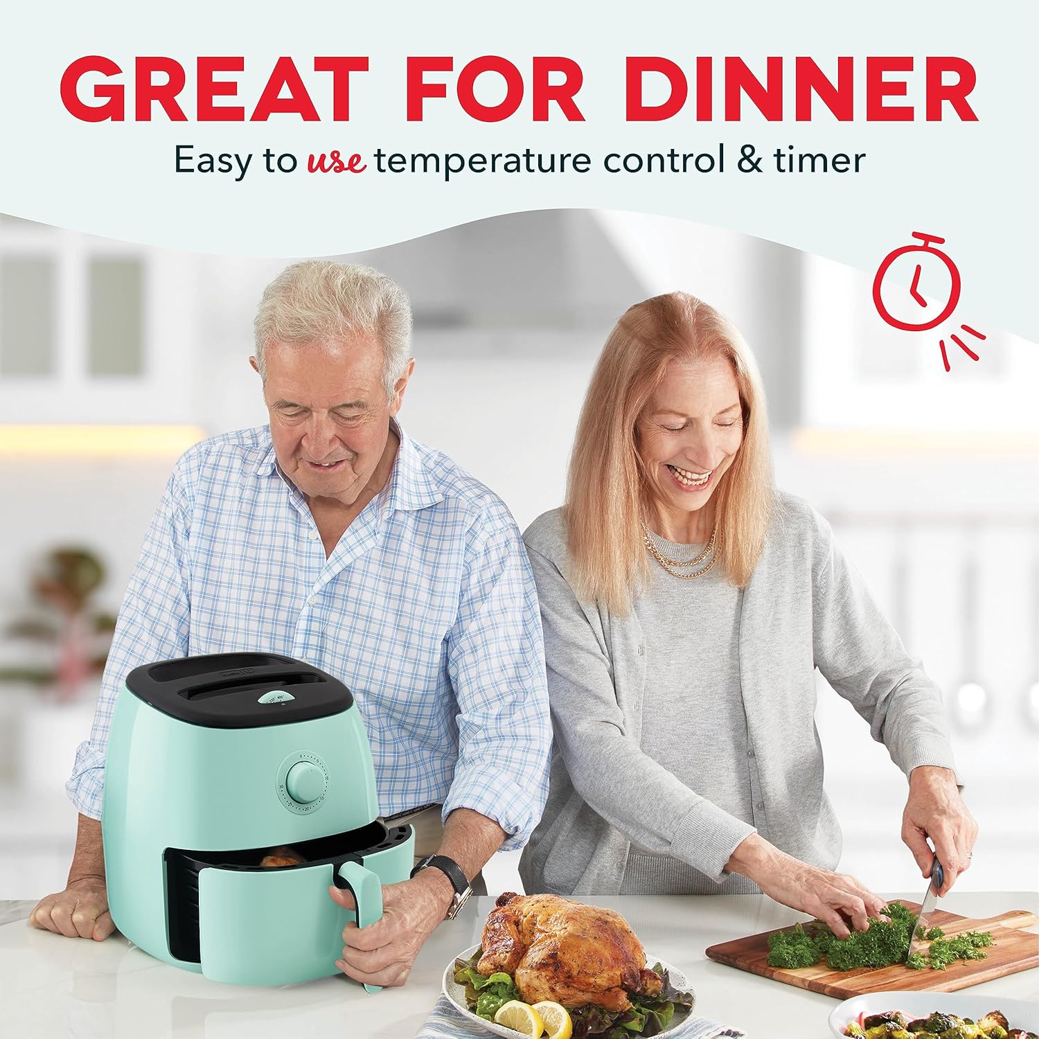 DASH Tasti-Crisp™ Electric Air Fryer Oven, 2.6 Qt., Aqua – Compact Air Fryer for Healthier Food in Minutes, Ideal for Small Spaces - Auto Shut Off, Analog, 1000-Watt