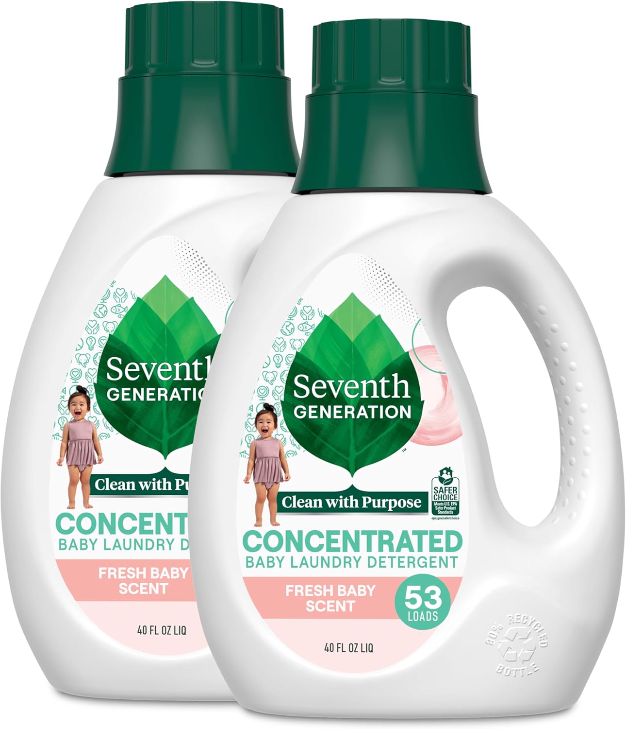 Seventh Generation Concentrated Laundry Detergent Liquid Free & Clear Fragrance Free 40 Fl Oz (Pack of 2)