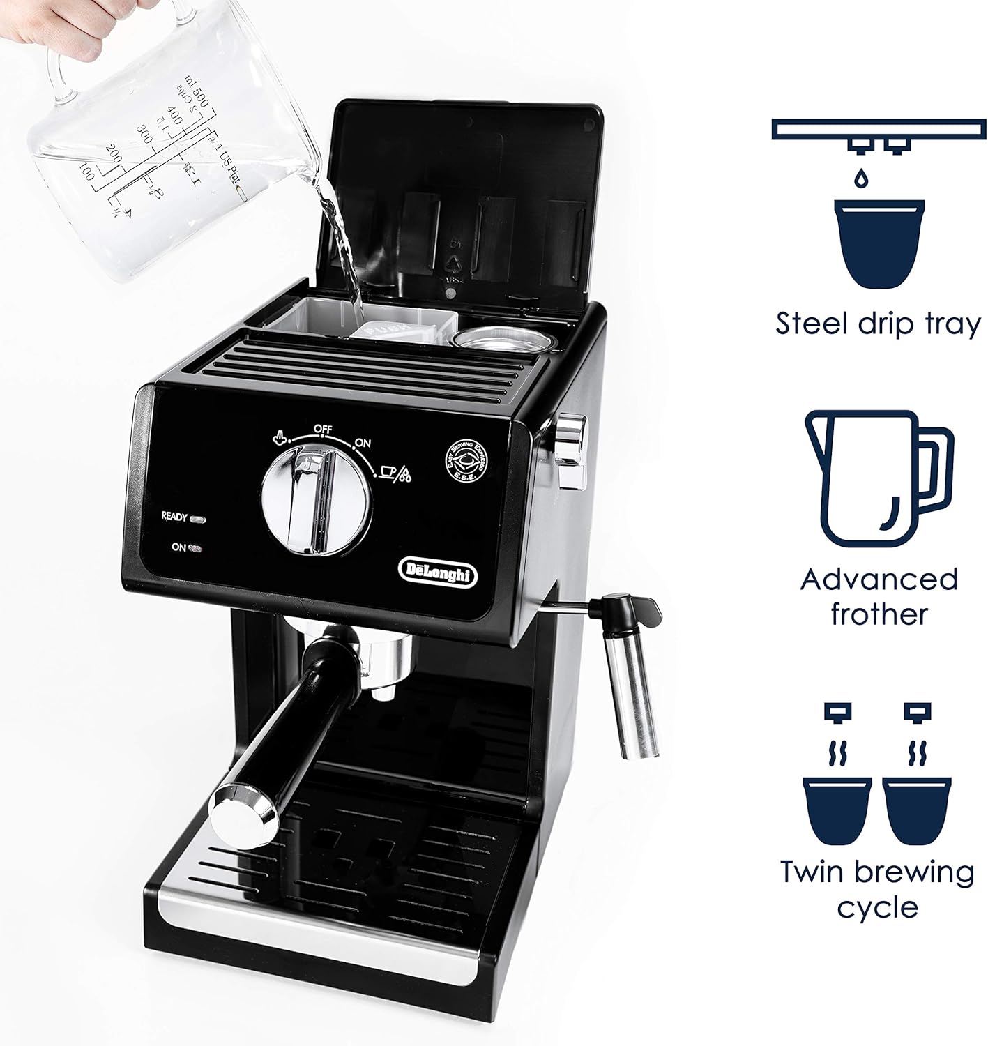 De'Longhi Bar Pump Espresso and Cappuccino Machine, 15