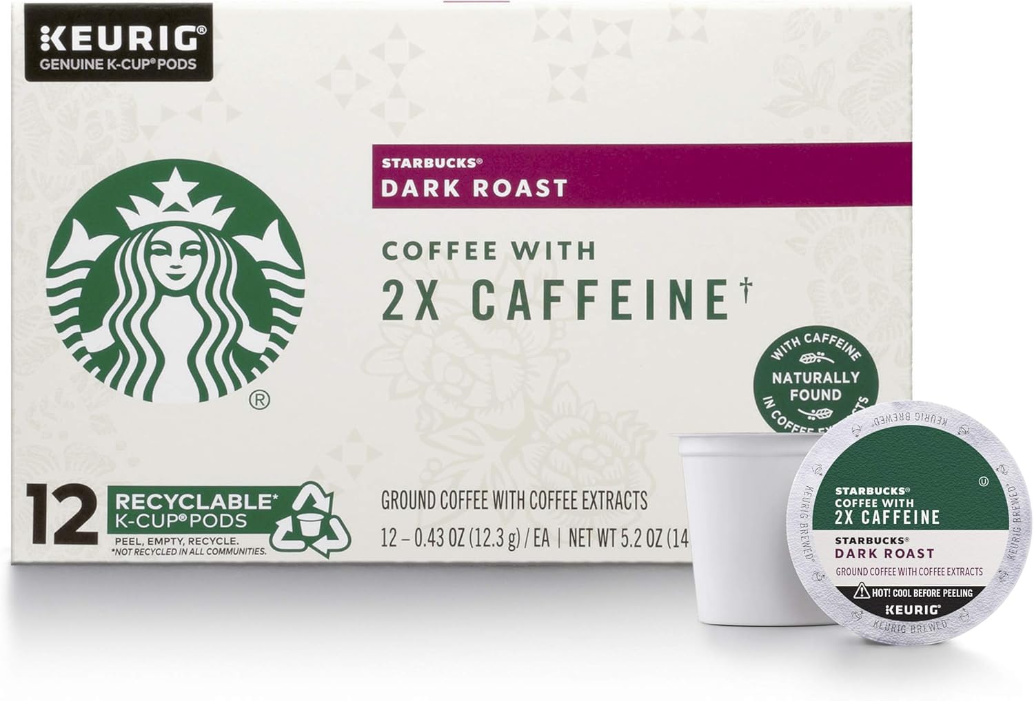 Starbucks K-Cup Coffee Pods, Dark Roast Coffee, French Roast for Keurig Brewers, 100% Arabica, 4 boxes (96 pods total)