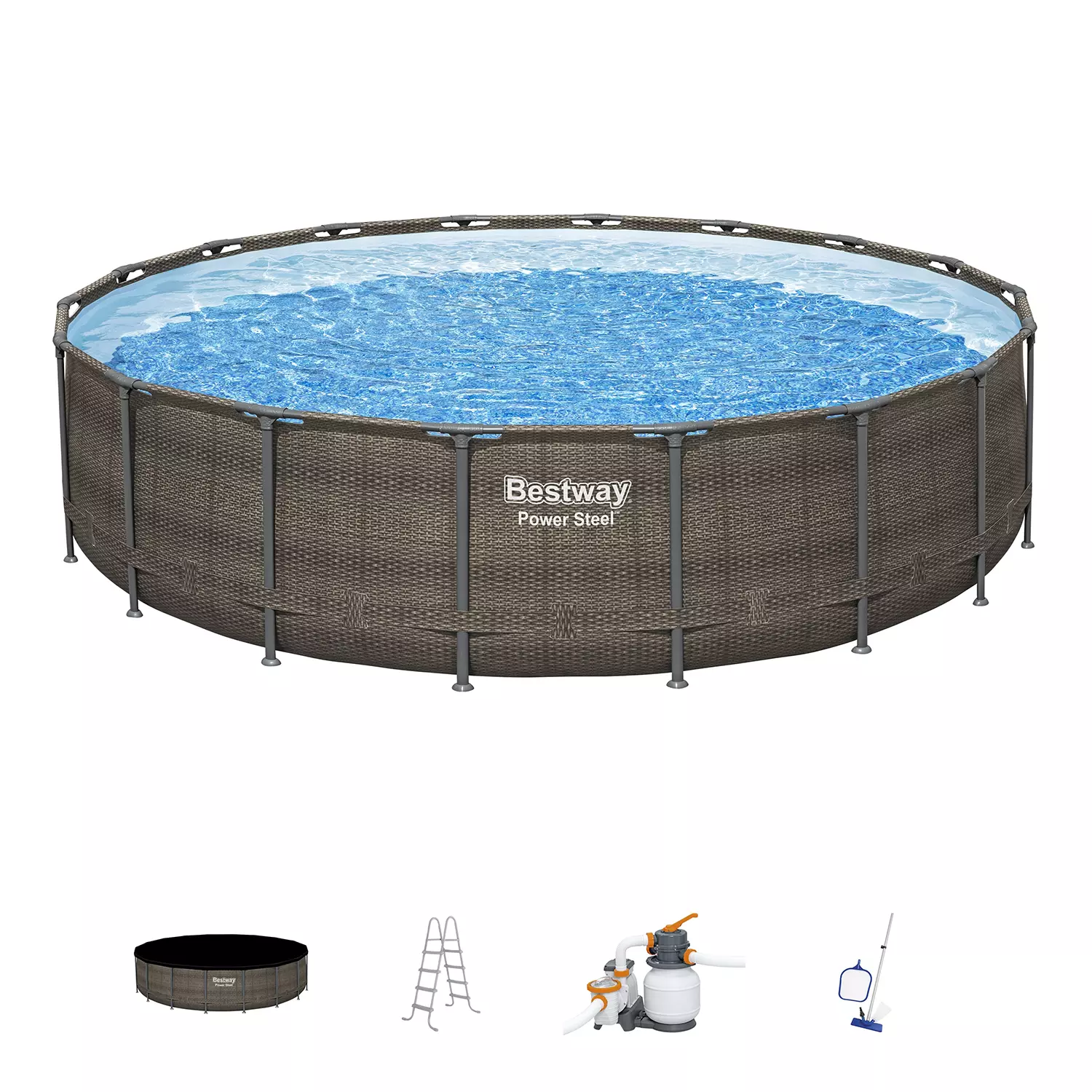 Bestway Power Steel Round Above Ground Pool Set, 18’ x 48”.