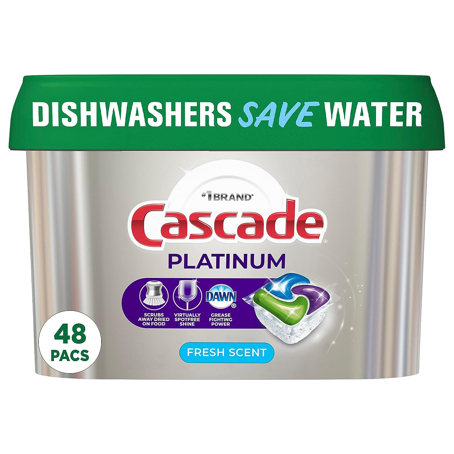 Cascade Platinum Dishwasher Pods, Dishwasher Detergent, Dishwasher Pod, Dishwasher Soap Pod, Actionpacs Dish Washing Pod, Lemon, 62 Count Dishwasher Detergent Pods