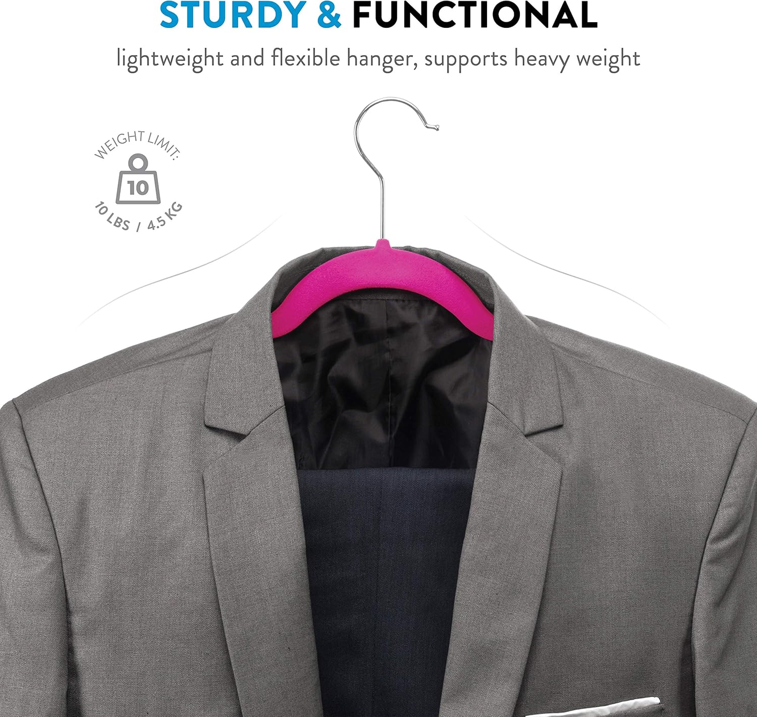 Zober Velvet Hangers 50 Pack - Heavy Duty Black Hangers for Coats, Pants & Dress Clothes - Non Slip Clothes Hanger Set - Space Saving Felt Hangers for Clothing